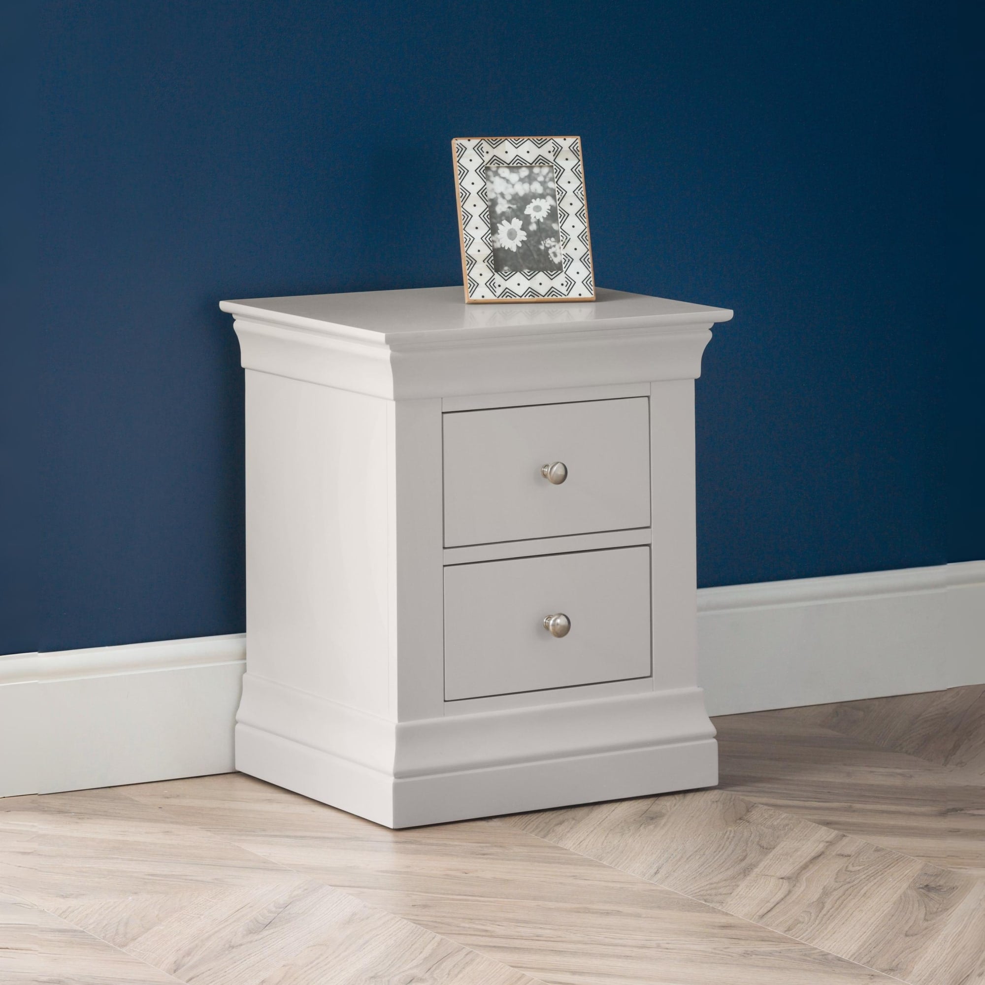 Clermont 2 Drawer Bedside - Light Grey