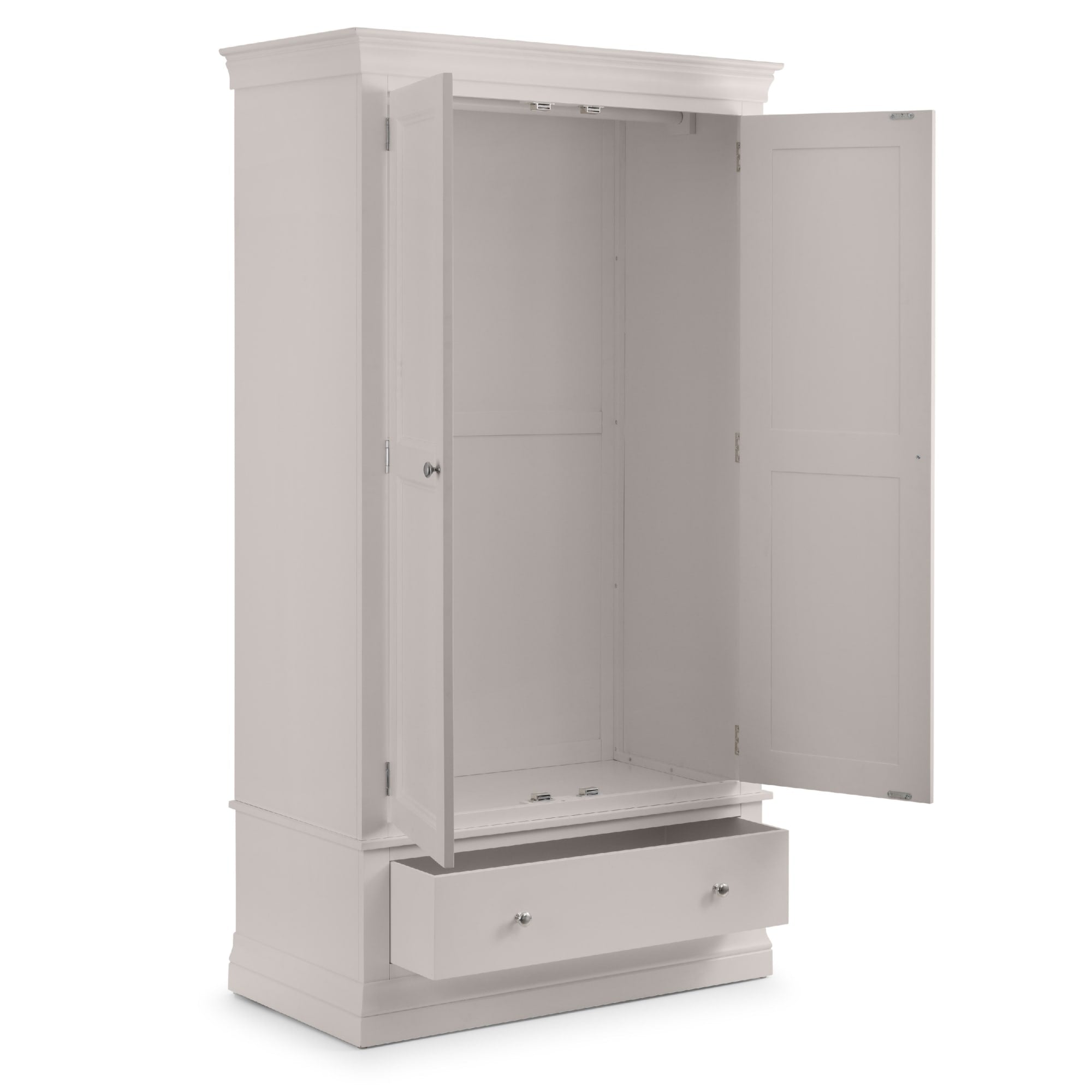 Clermont 2 Door 1 Drawer Wardrobe - Light Grey