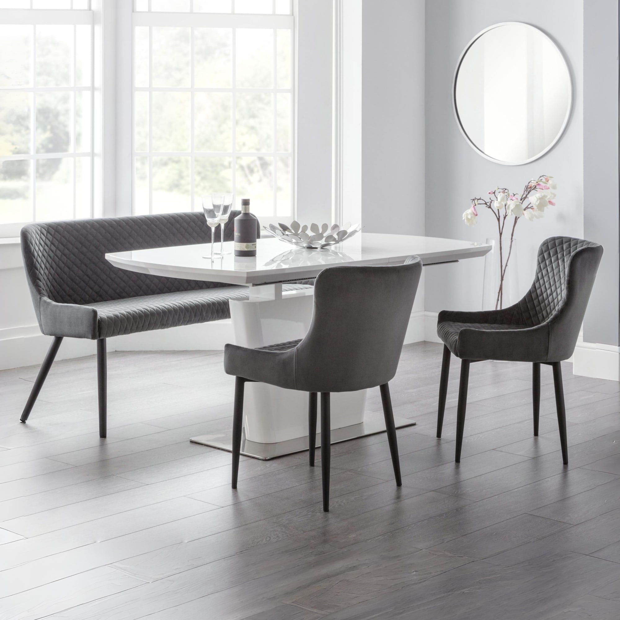Como High Gloss Extending Table - White