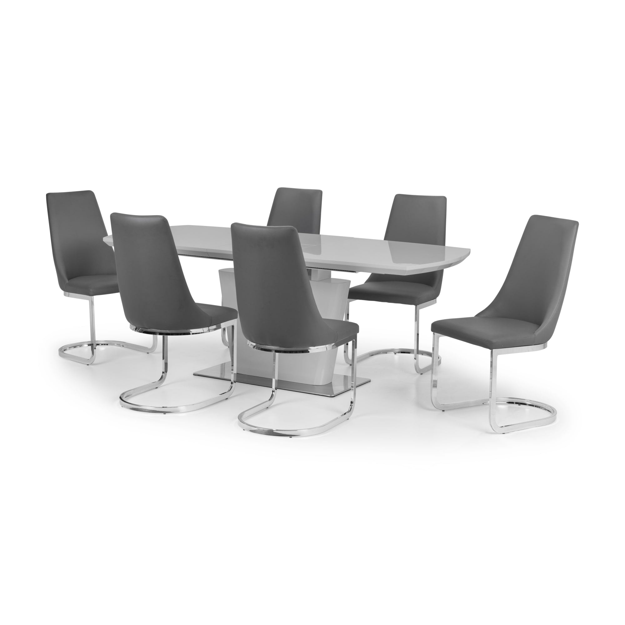 Como High Gloss Extending Table - Grey