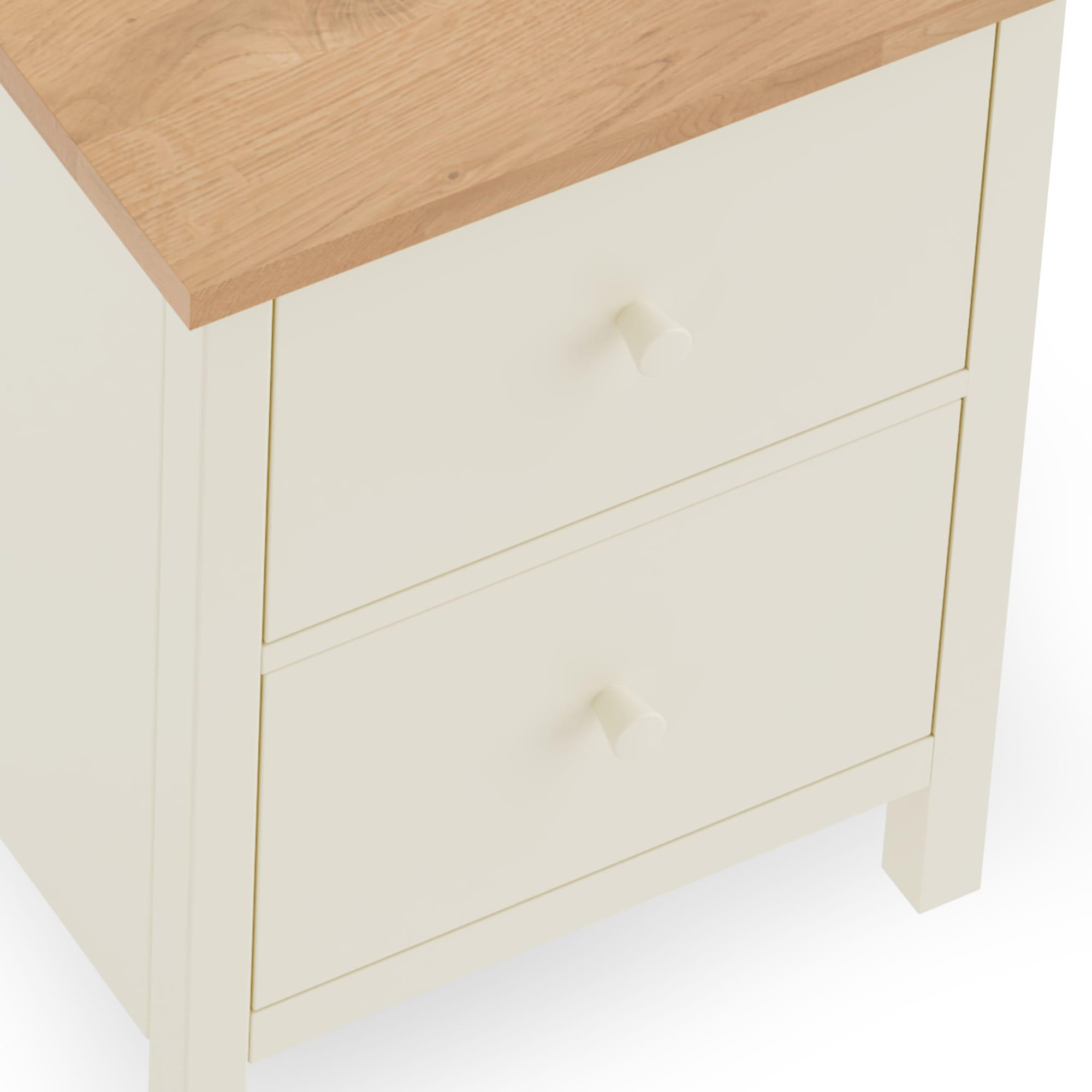 Coxmoor 2 Drawer Bedside - Ivory and Oak