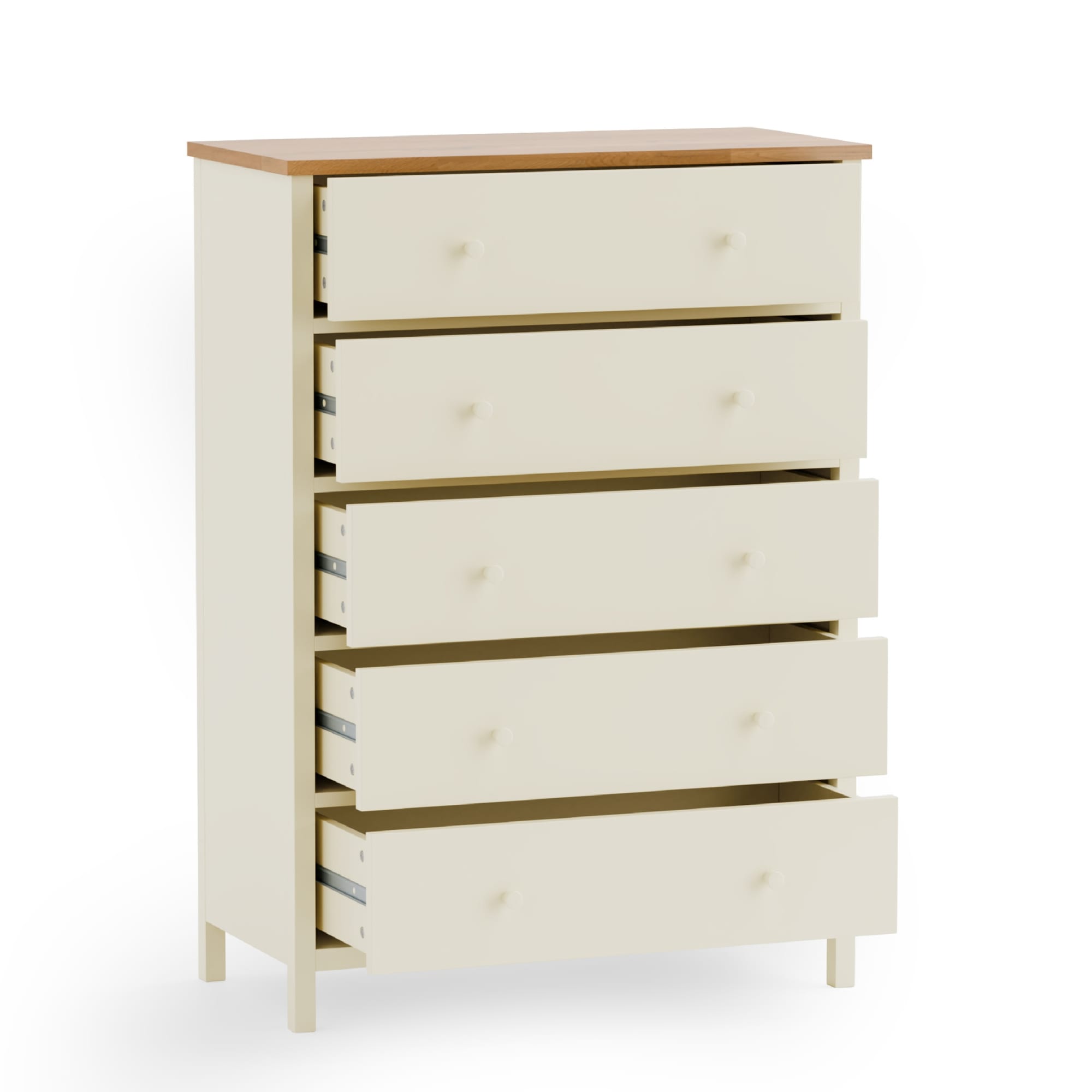 Coxmoor 5 Drawer Wide Chest - Ivory and Oak
