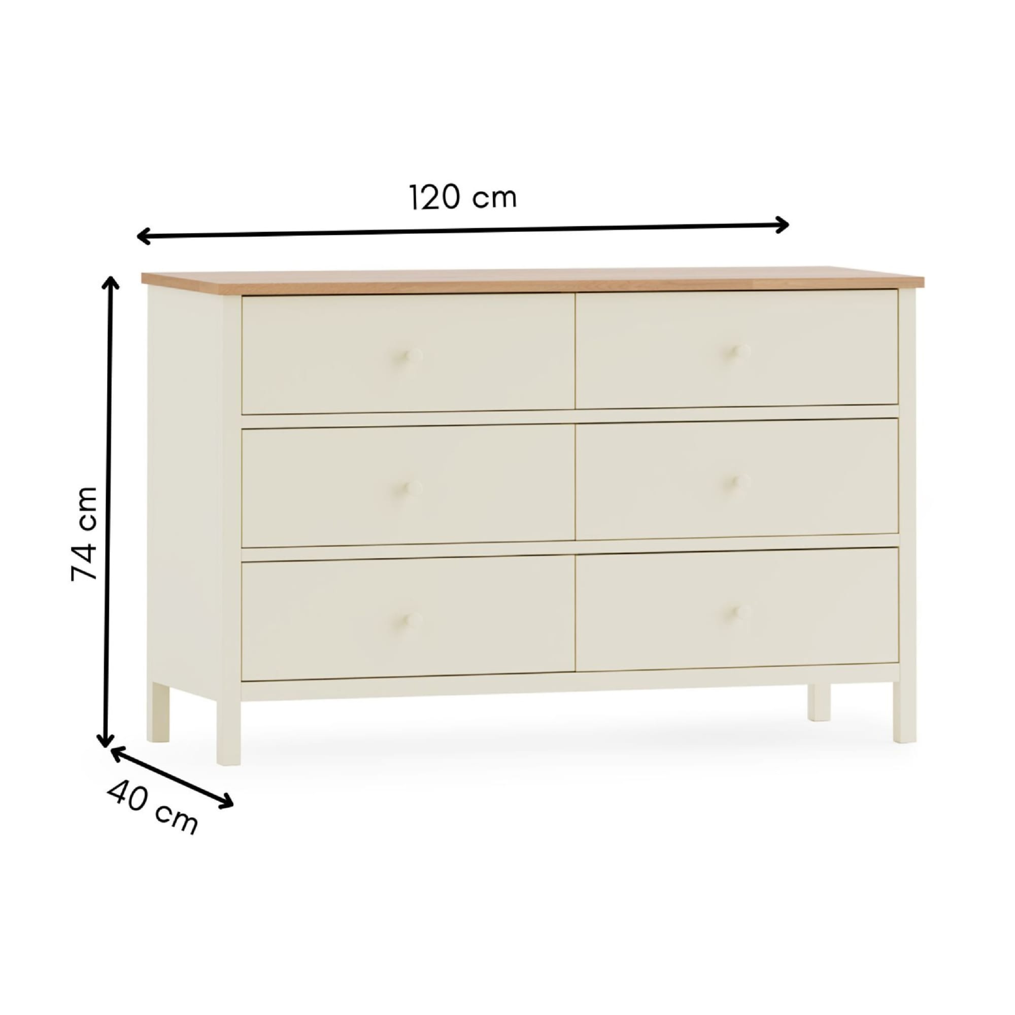 Coxmoor 6 Drawer Chest - Ivory and Oak