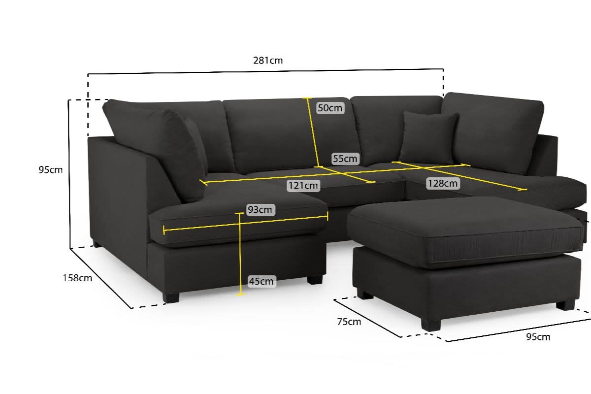 Carnaby Classic Sofa Black U Shape Corner