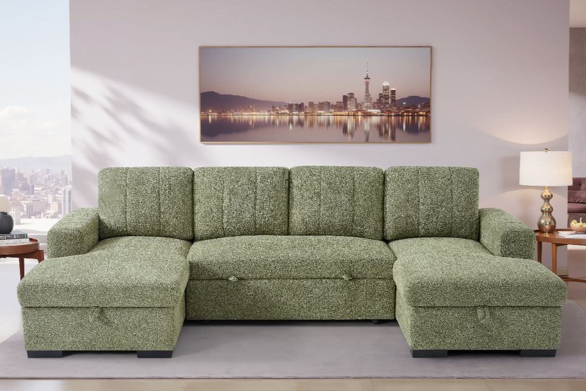 Como Sofabed Green U Shape Corner