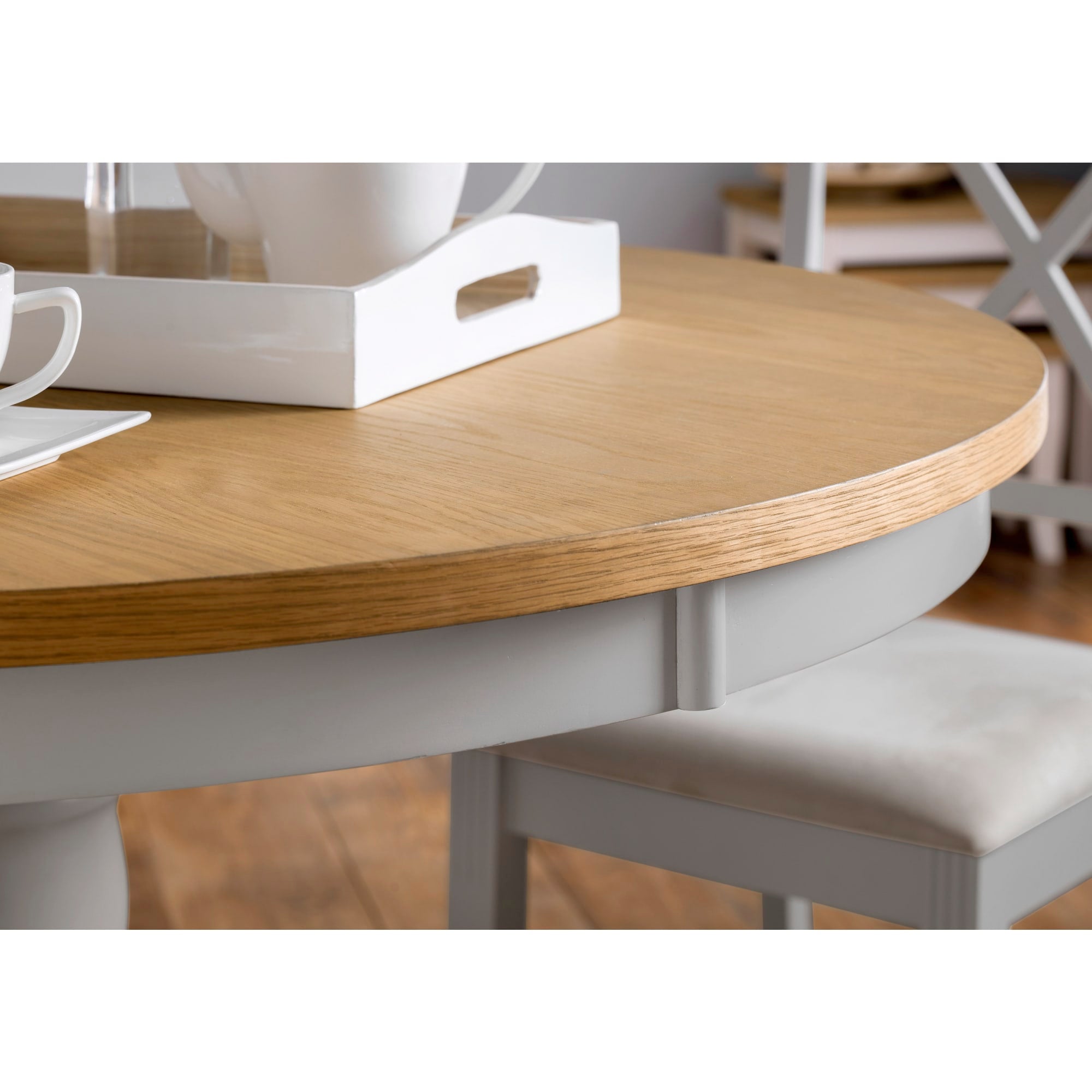 Davenport Oak/Elephant Grey Round Pedestal Table