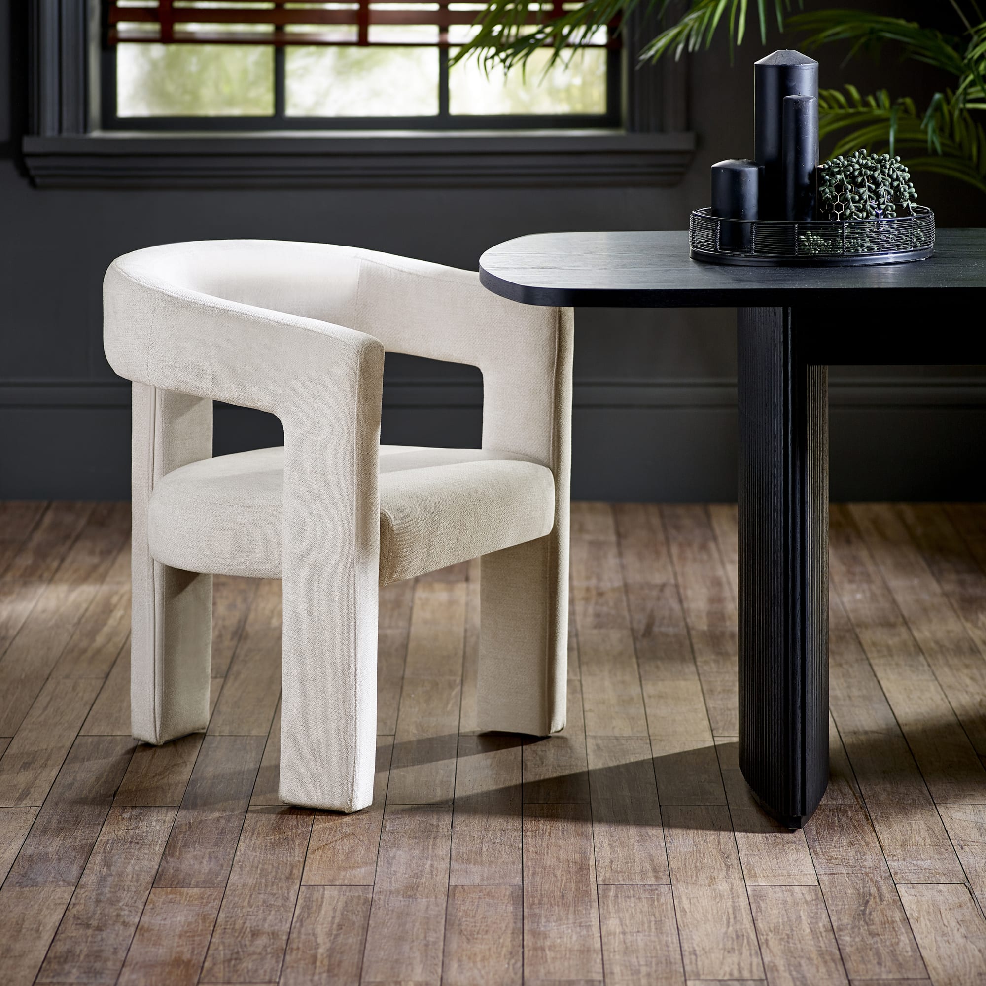 Elara Cream Chenille Upholstered Chair