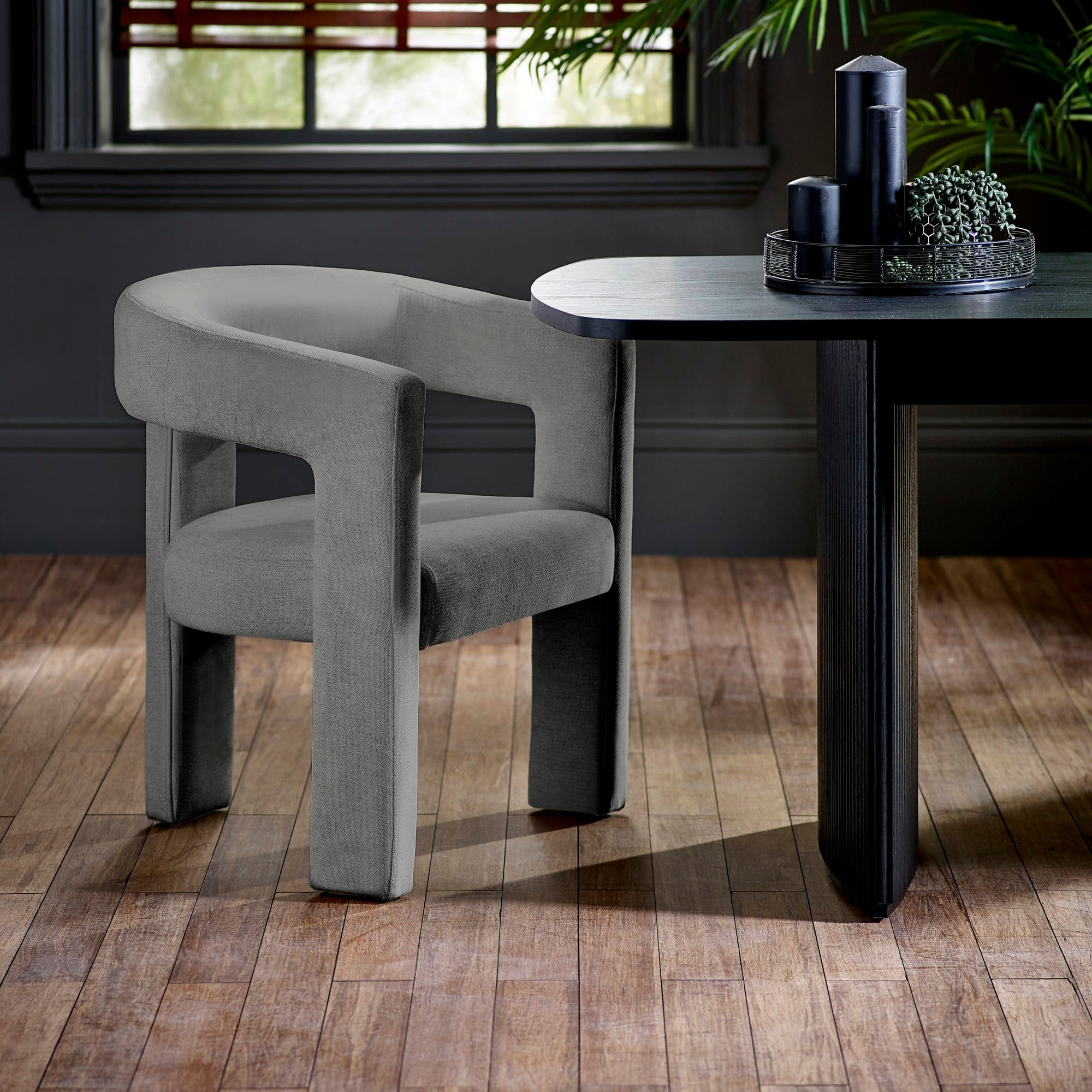 Elara Grey Chenille Upholstered Chair