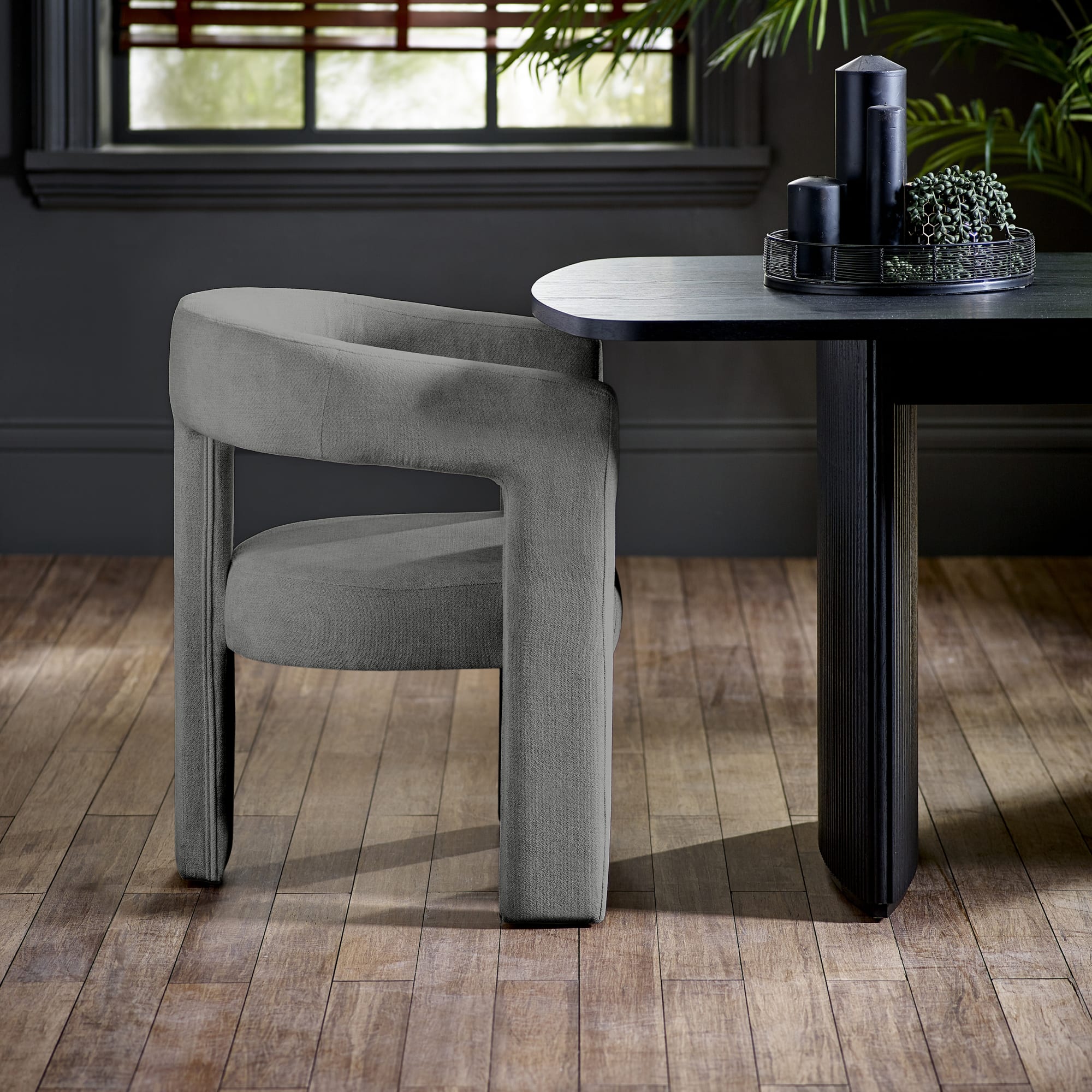 Elara Grey Chenille Upholstered Chair
