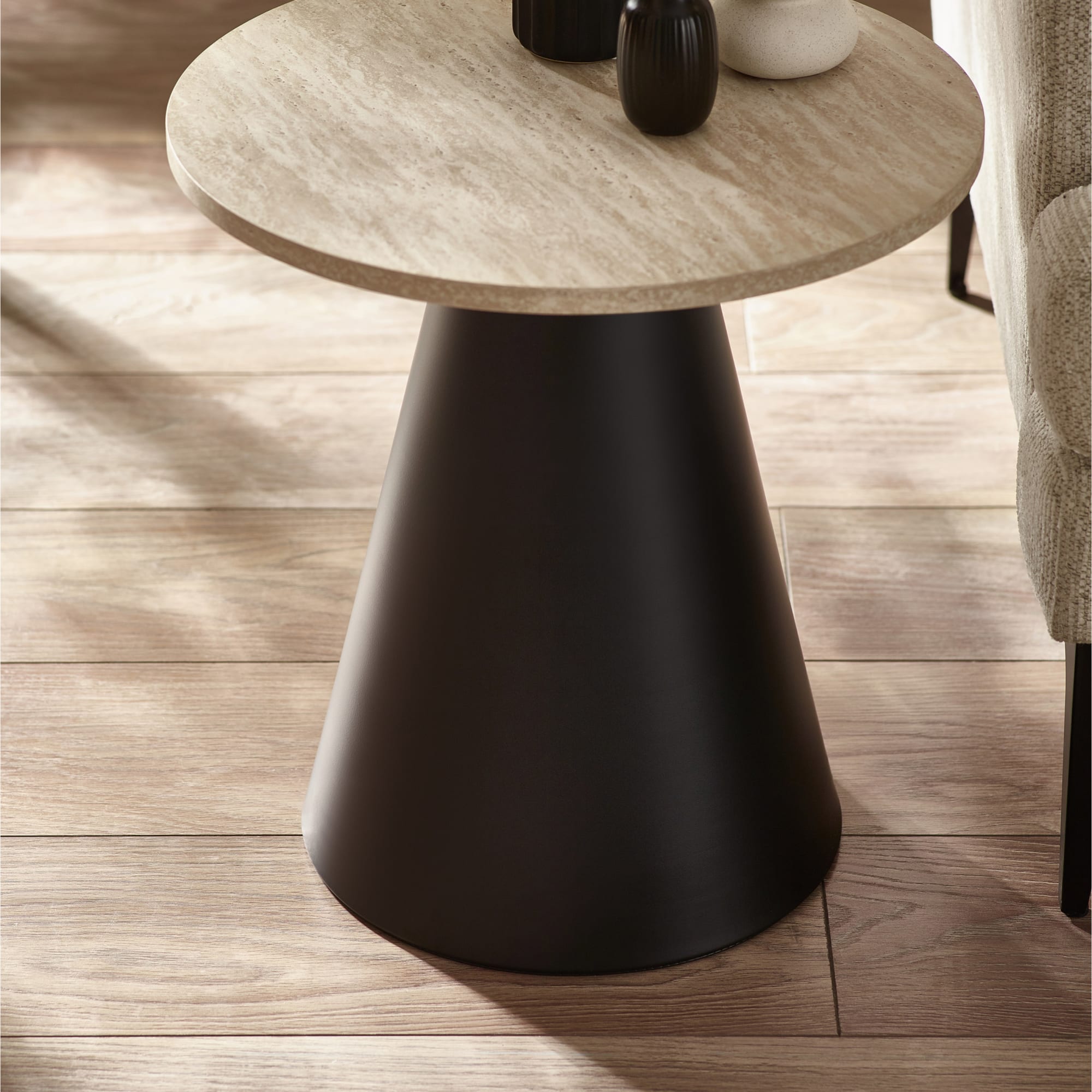 Elgon Travertine Effect Coffee and Lamp Table Set