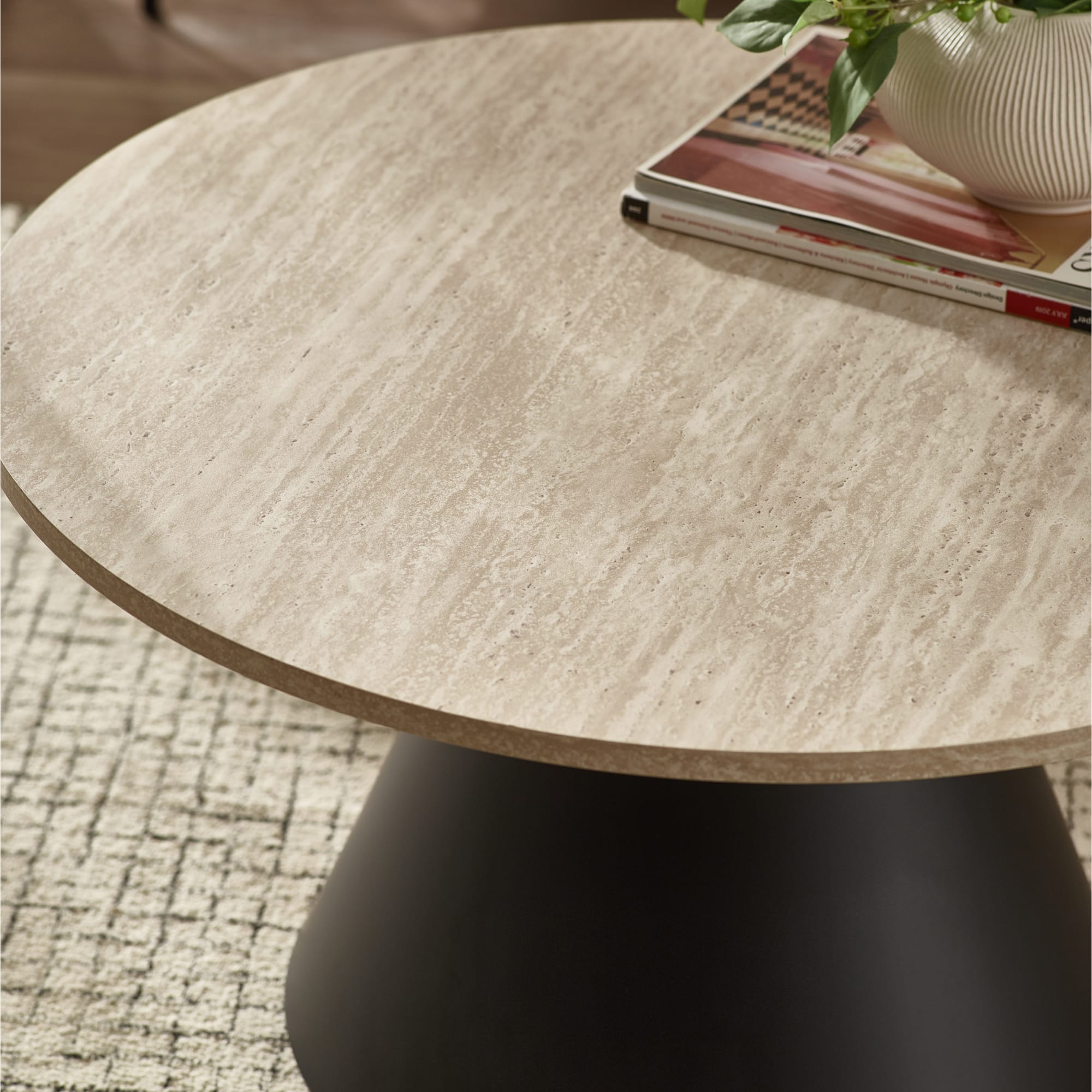 Elgon Travertine Effect Coffee and Lamp Table Set