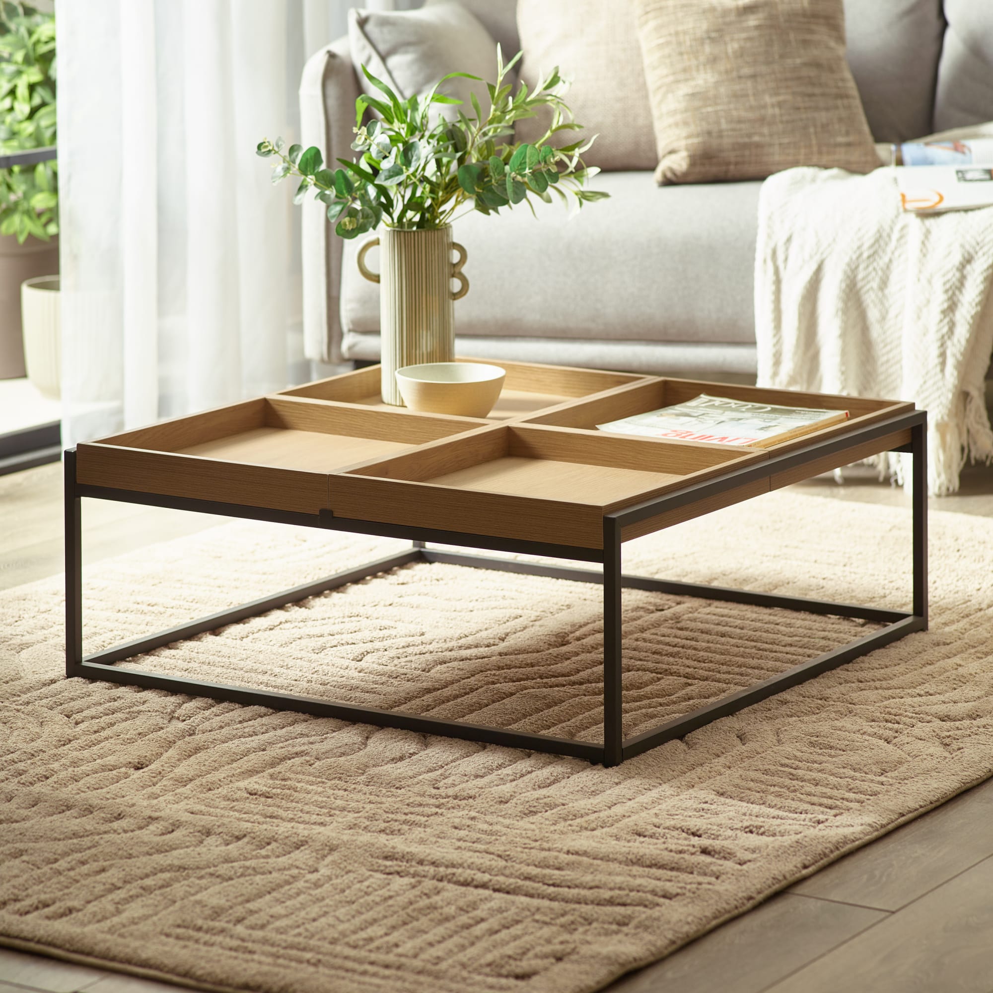 Ezra 83cm Square Tray Coffee Table