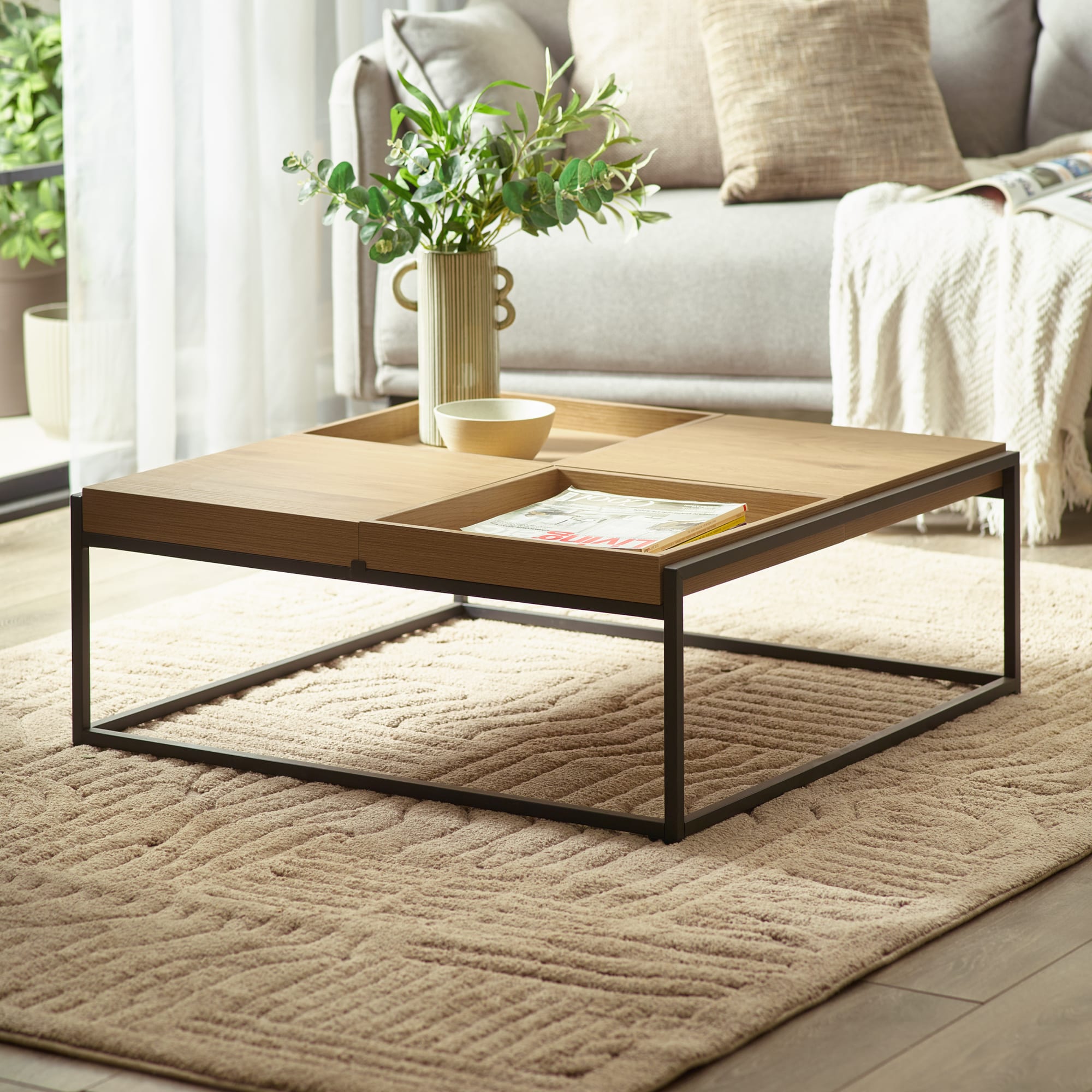 Ezra 83cm Square Tray Coffee Table