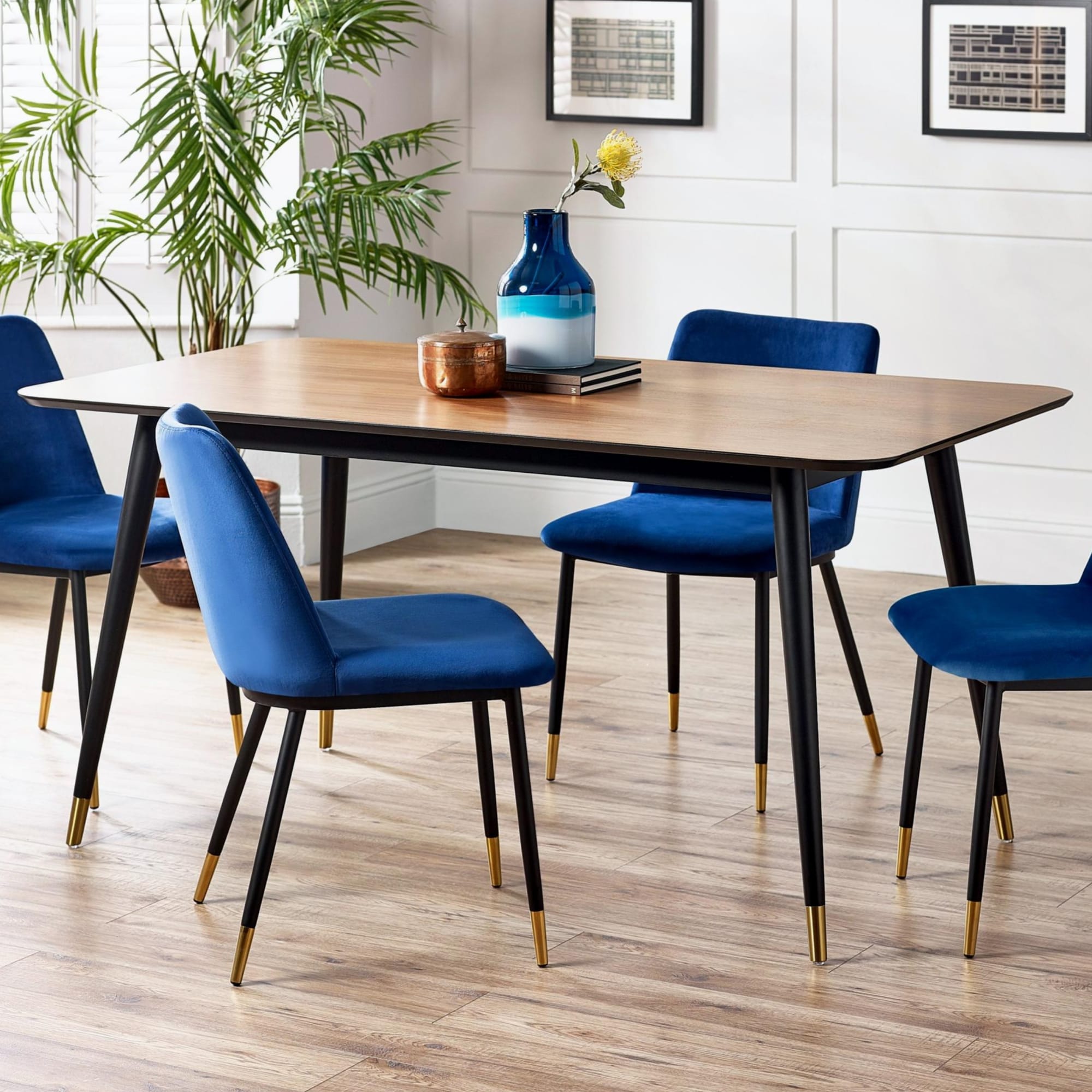 Findlay Rectangular Dining Table - Walnut & Black