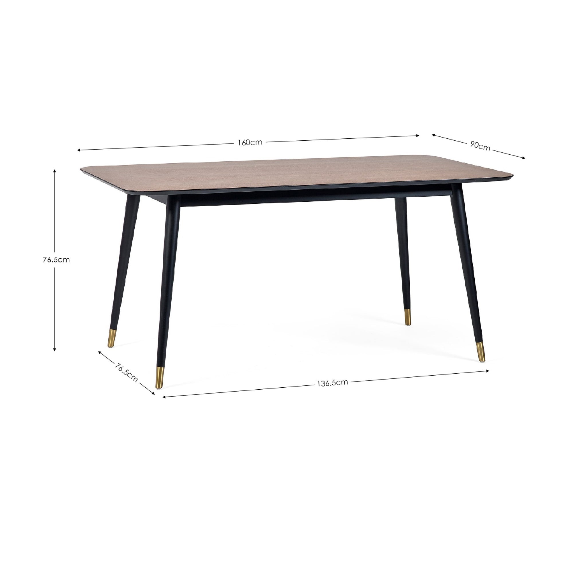 Findlay Rectangular Dining Table - Walnut & Black
