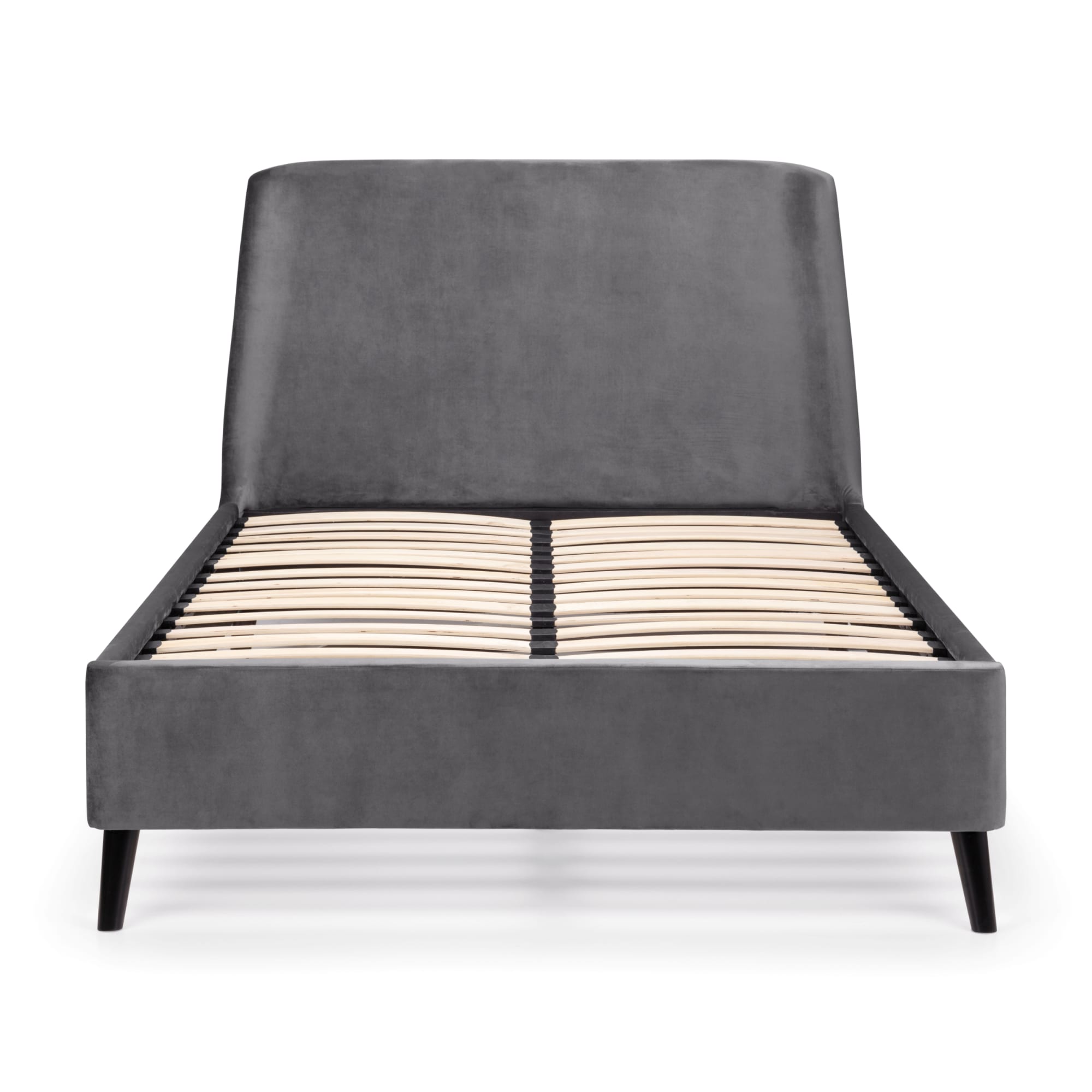 Frida Curved Velvet 150cm King Bed - Grey