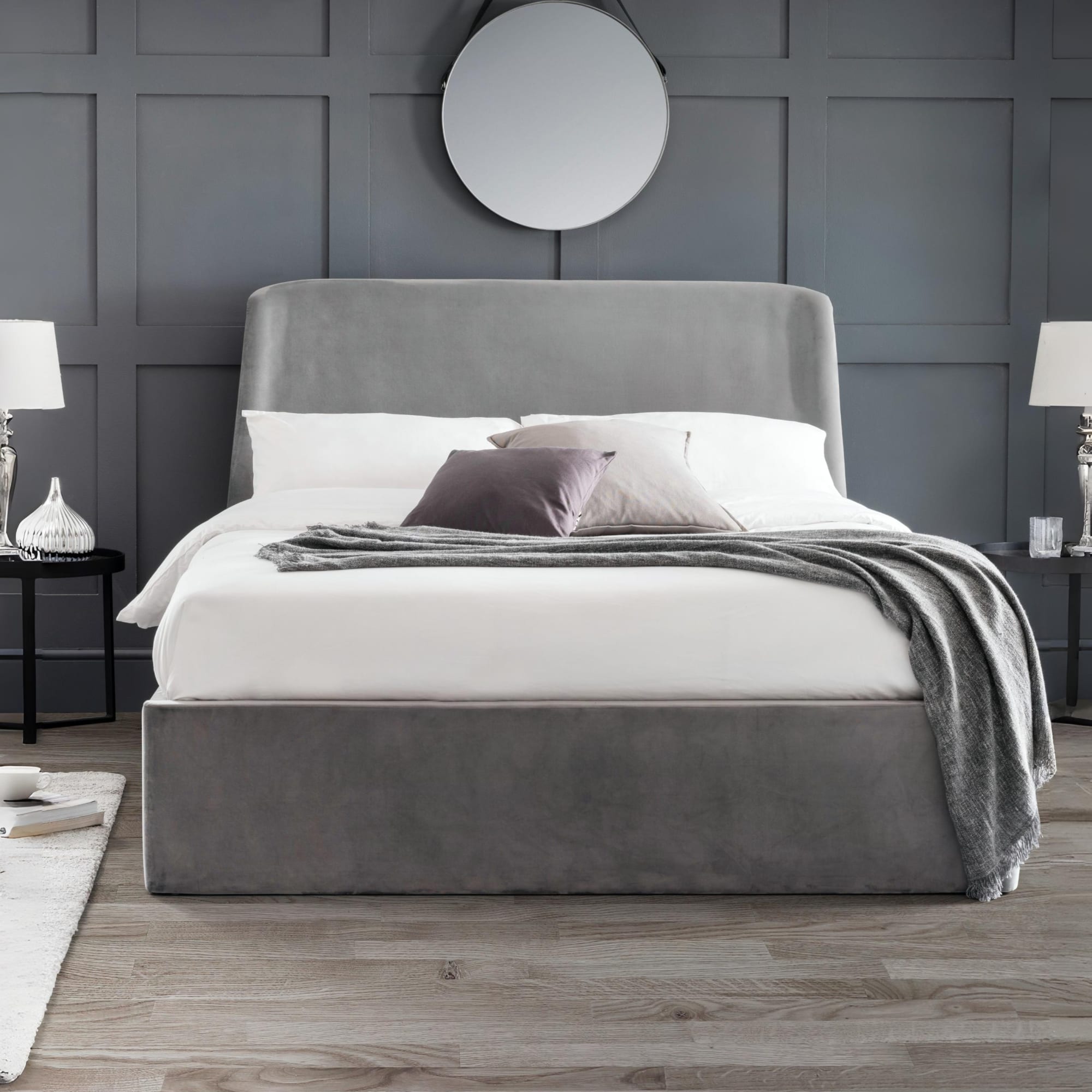 Frida Ottoman Storage 150cm King Bed - Grey