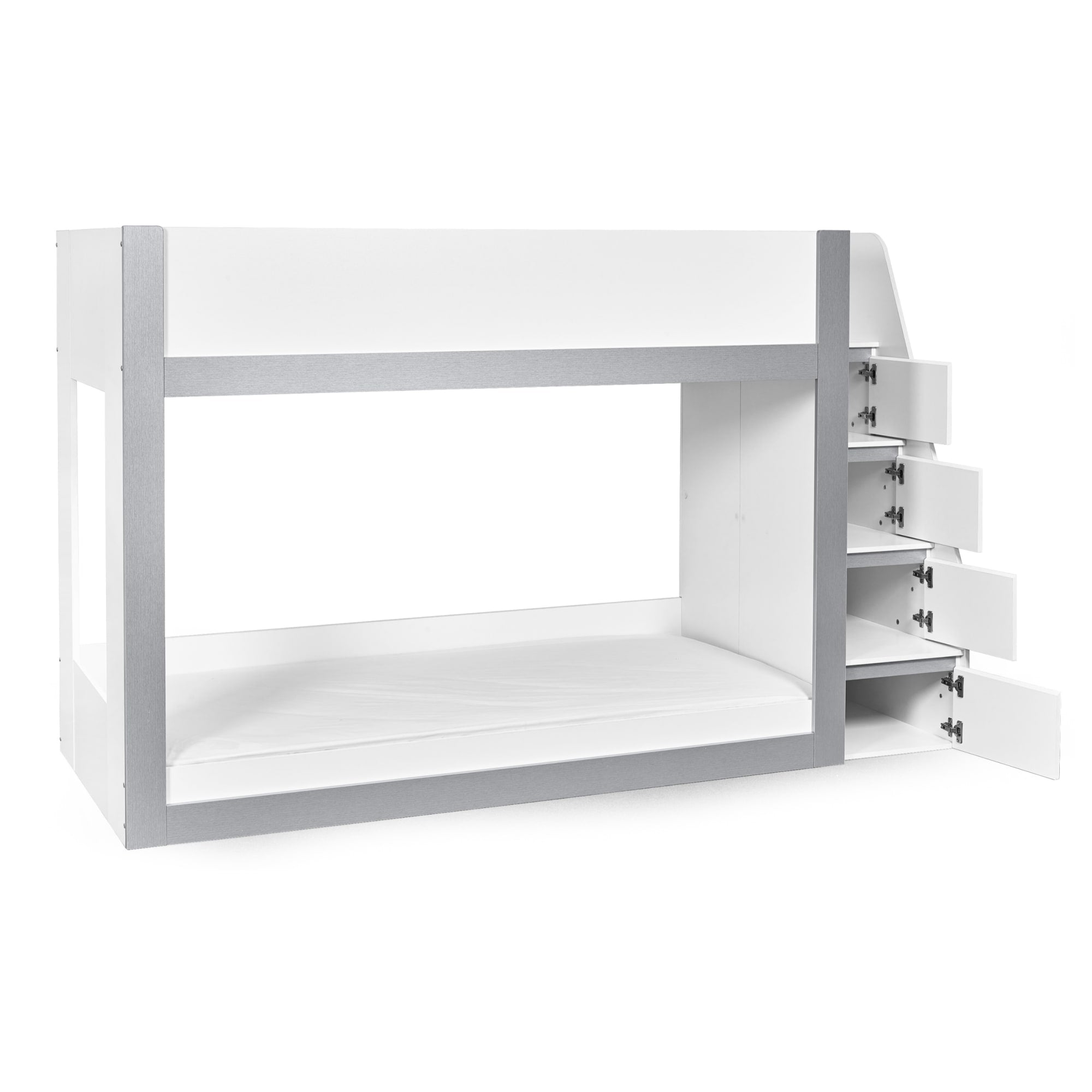 Gaia 90cm Single Bunk Bed - White and Silver