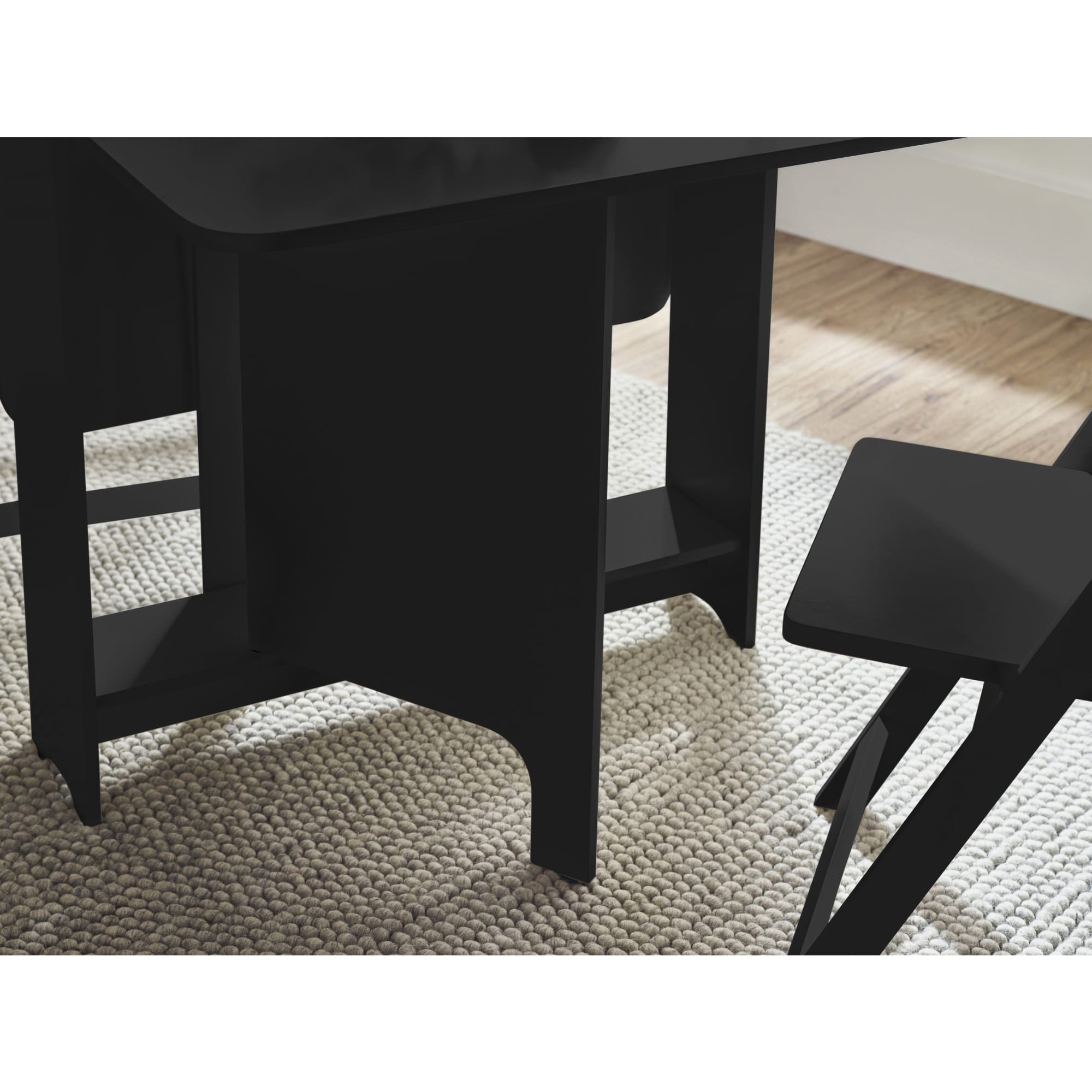 Gatan Small Gateleg Table With 2 Chairs - Black