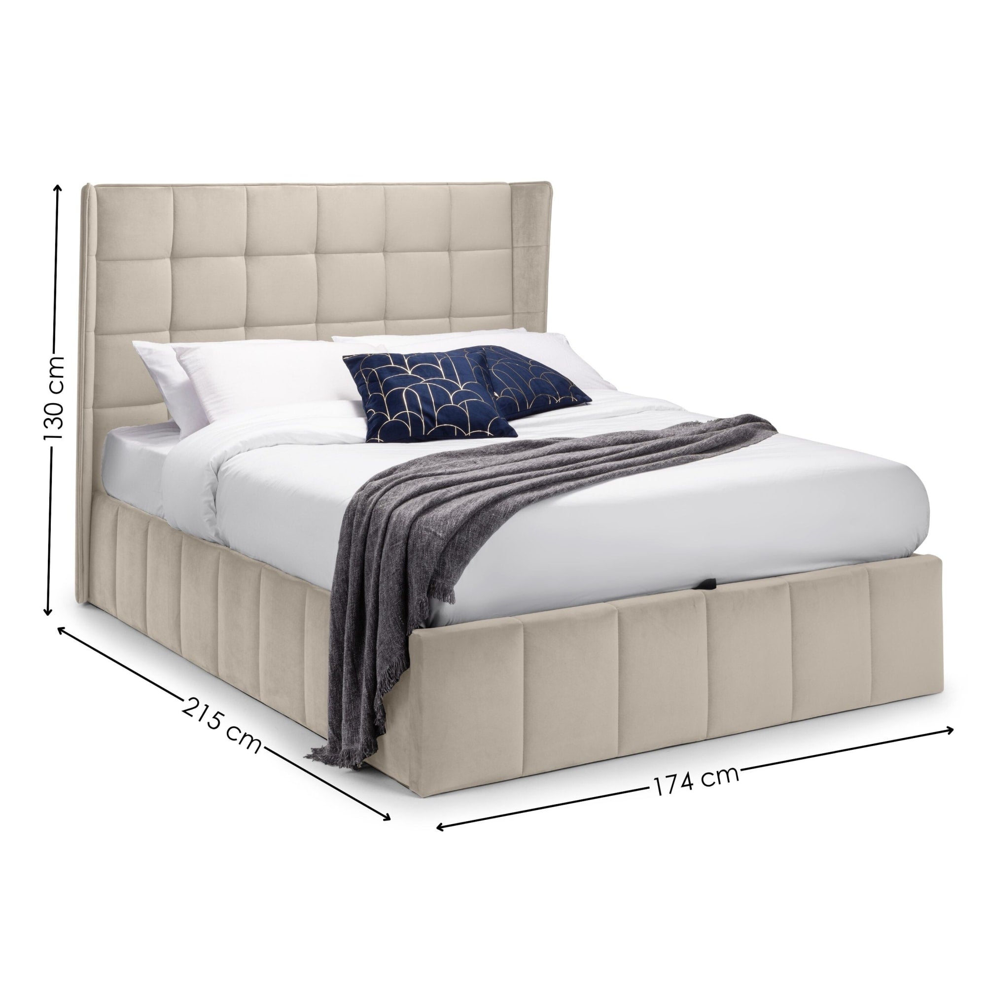 Gatsby Cream Velvet 150cm King Ottoman Storage Bed