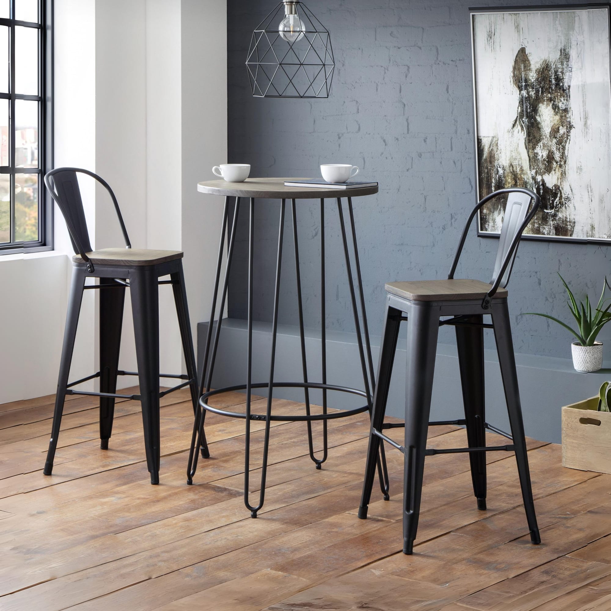 Set Of 2 Grafton Metal Bar Stools