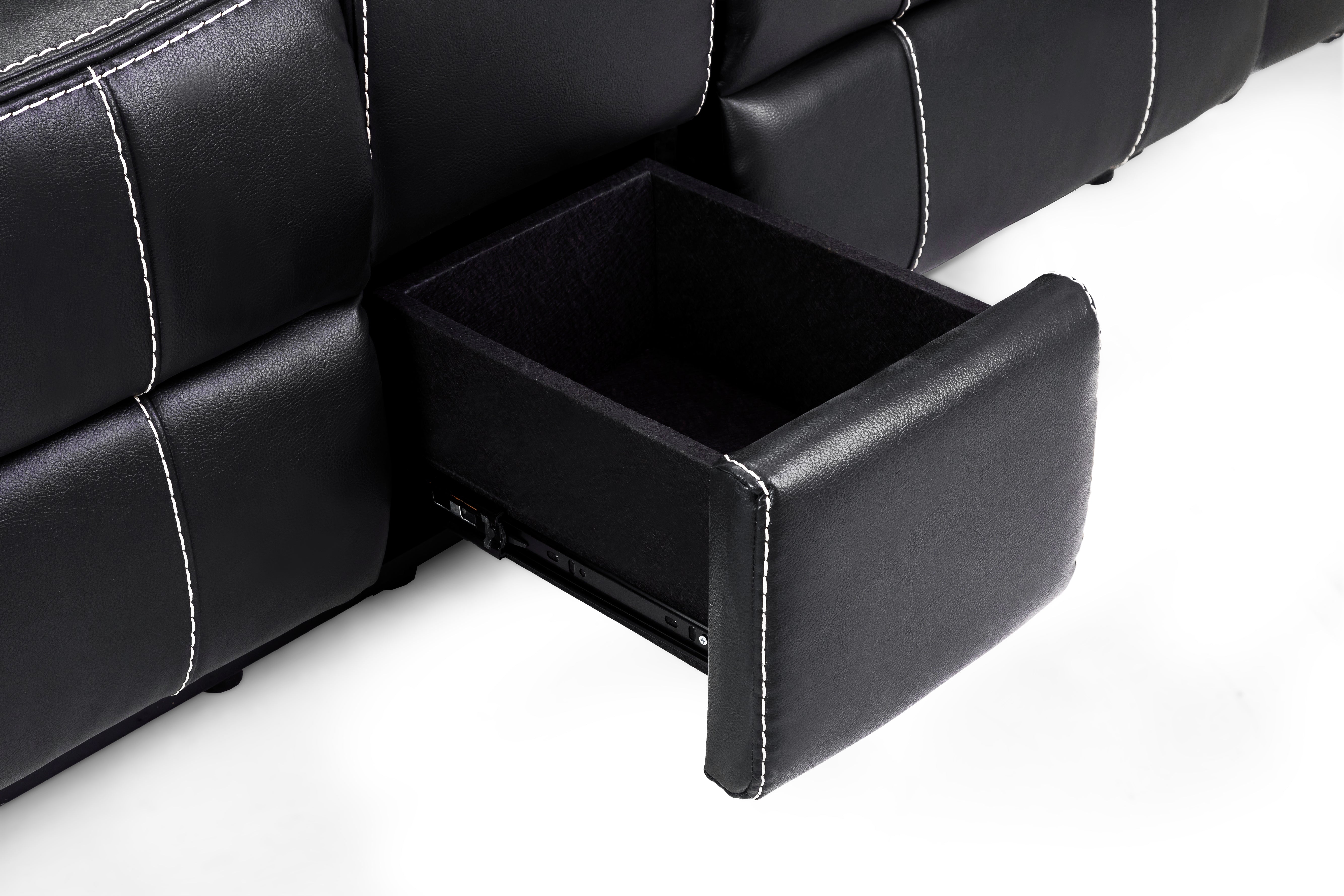 Galaxy Tech Electric Recliner 2 Seater Black Leather