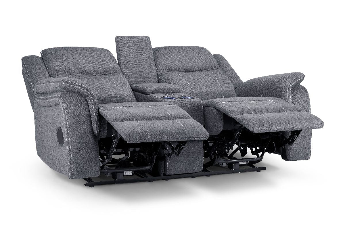 Galaxy Tech Electric Recliner 2 Seater Grey Fabric