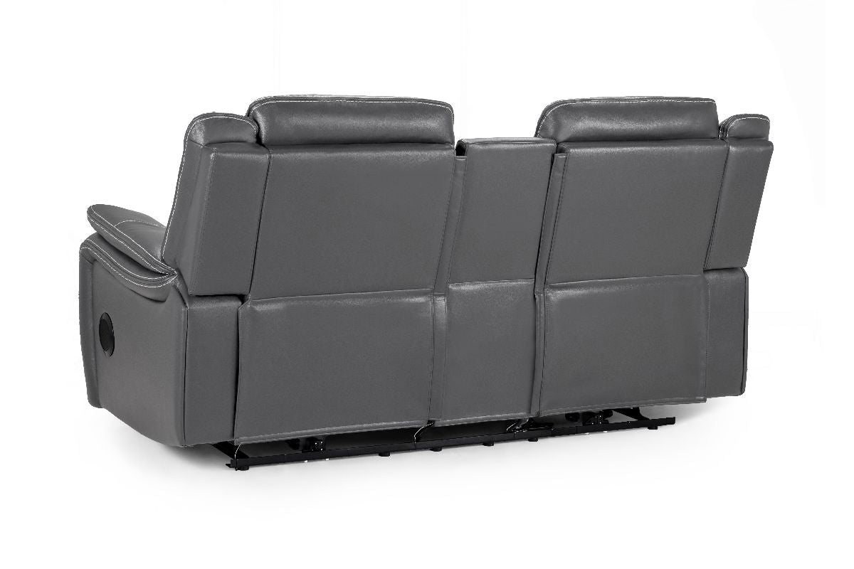 Galaxy Tech Electric Recliner 2 Seater Grey Leather
