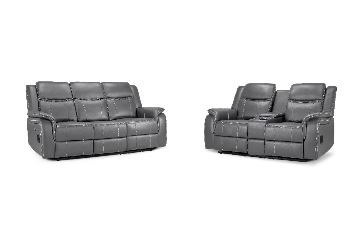 Galaxy Tech Electric Recliner Sofa Grey 3+2 Set