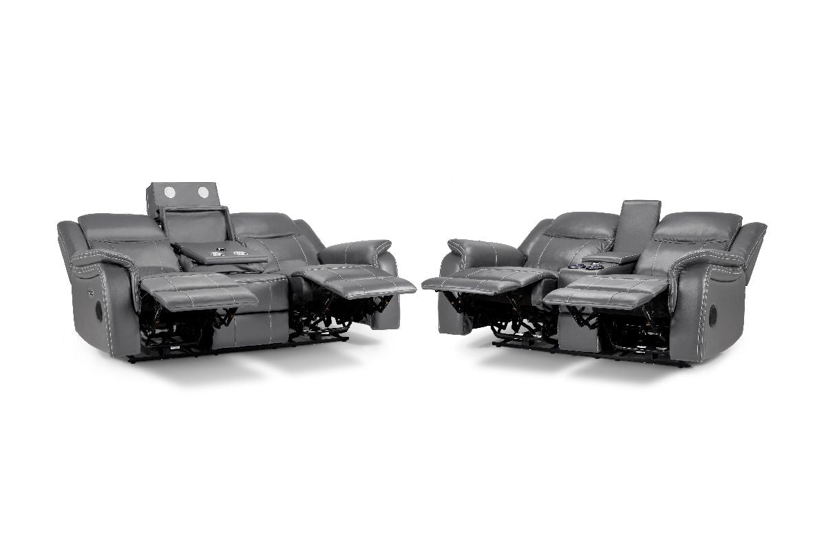 Galaxy Tech Electric Recliner Sofa Grey 3+2 Set