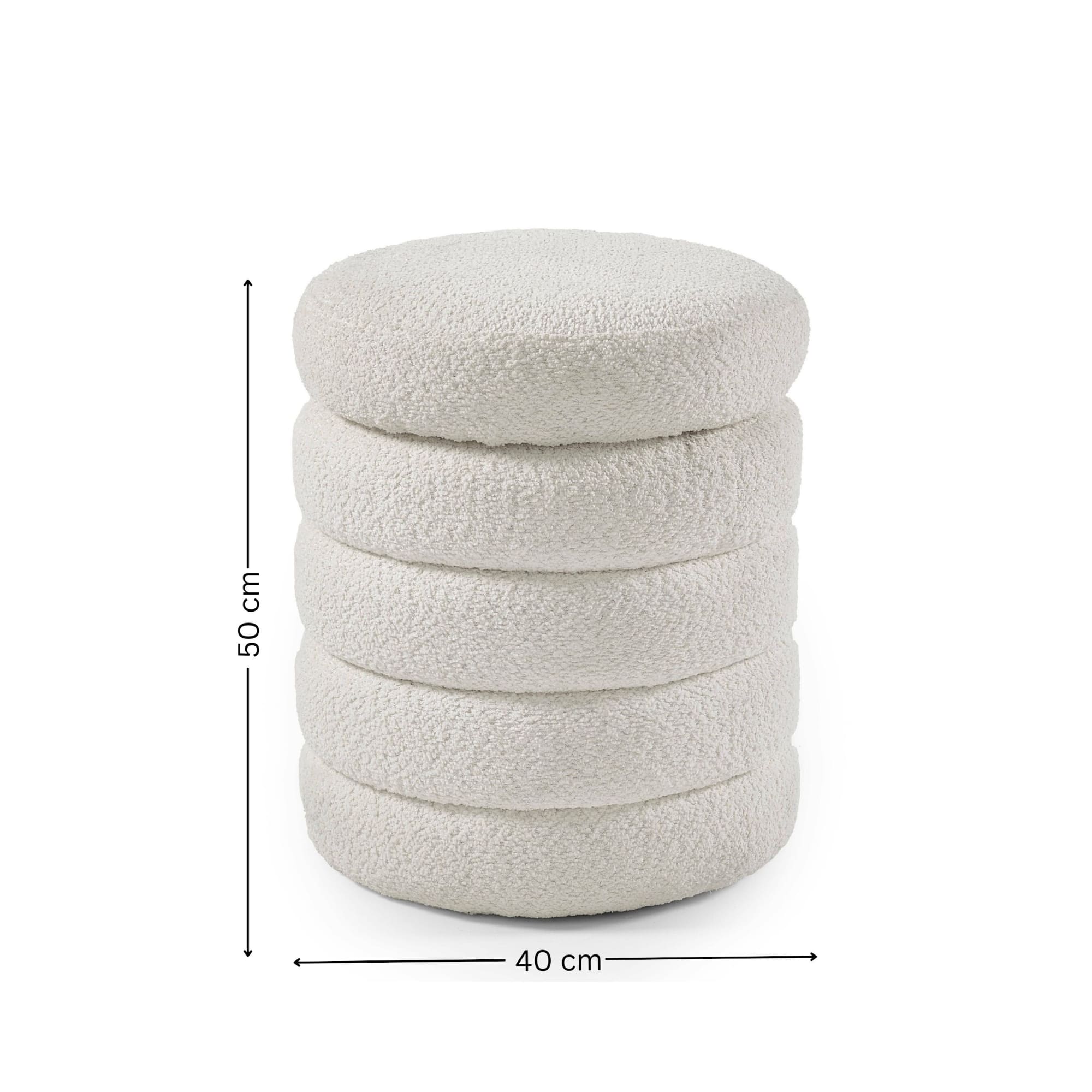 Hailey Ivory Boucl�� Upholstered 40cm Storage Stool
