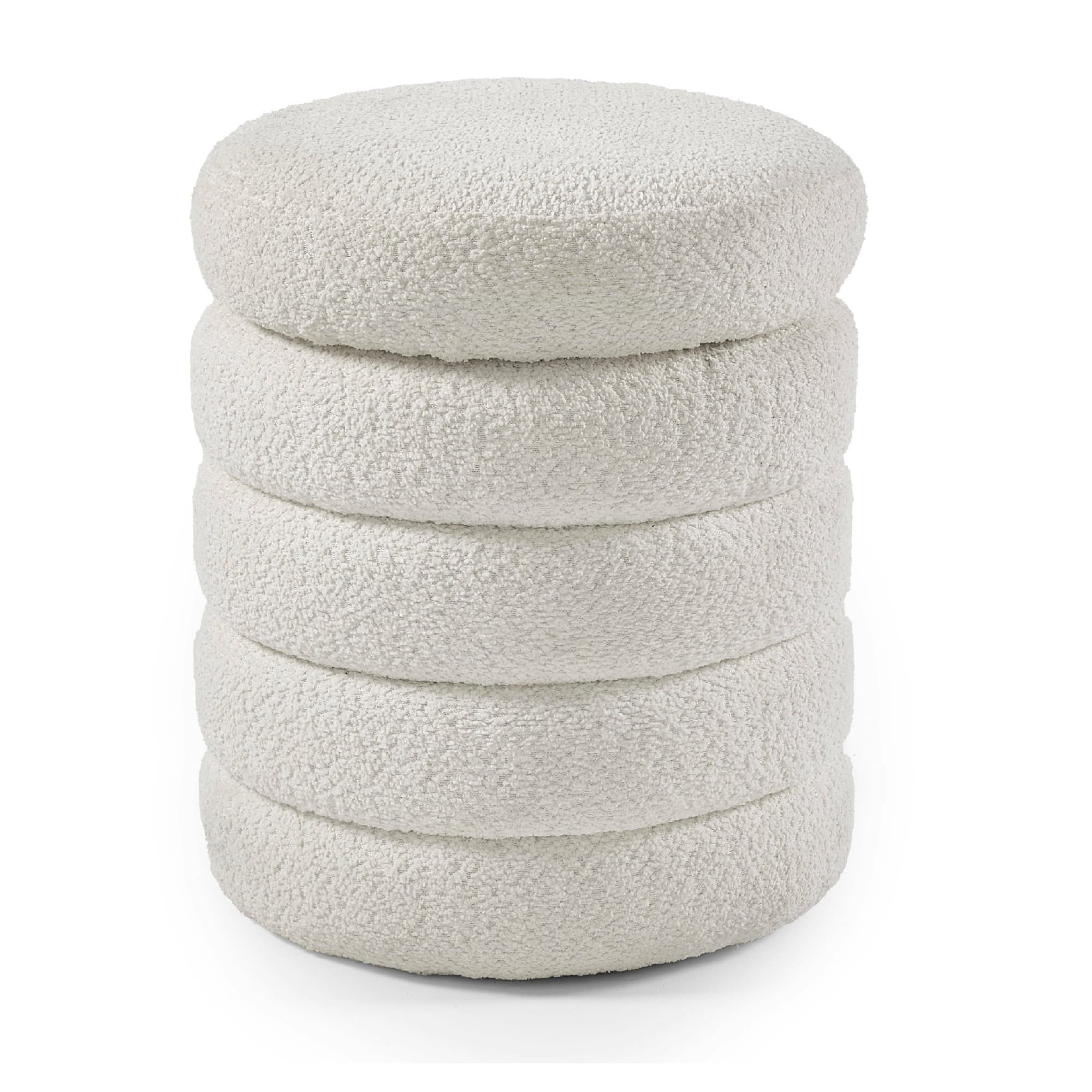 Hailey Ivory Boucl�� Upholstered 40cm Storage Stool