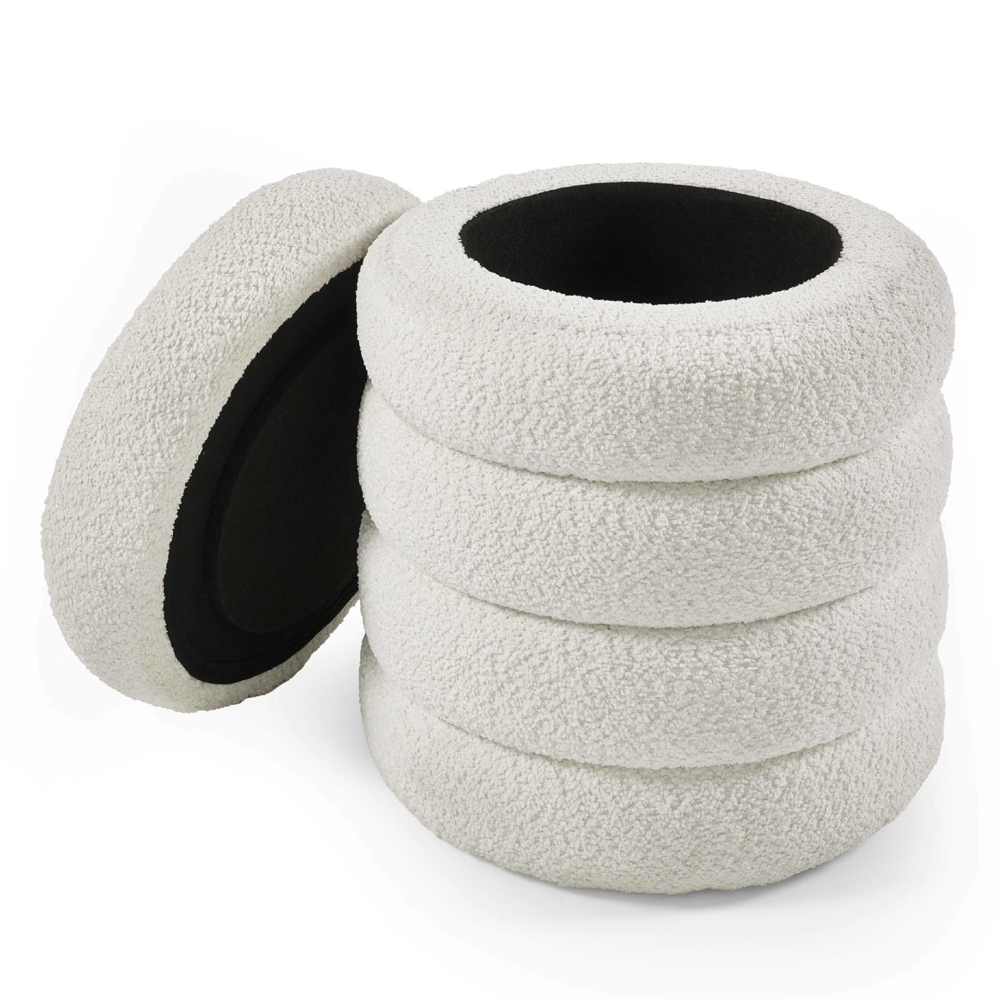 Hailey Ivory Boucl�� Upholstered 40cm Storage Stool