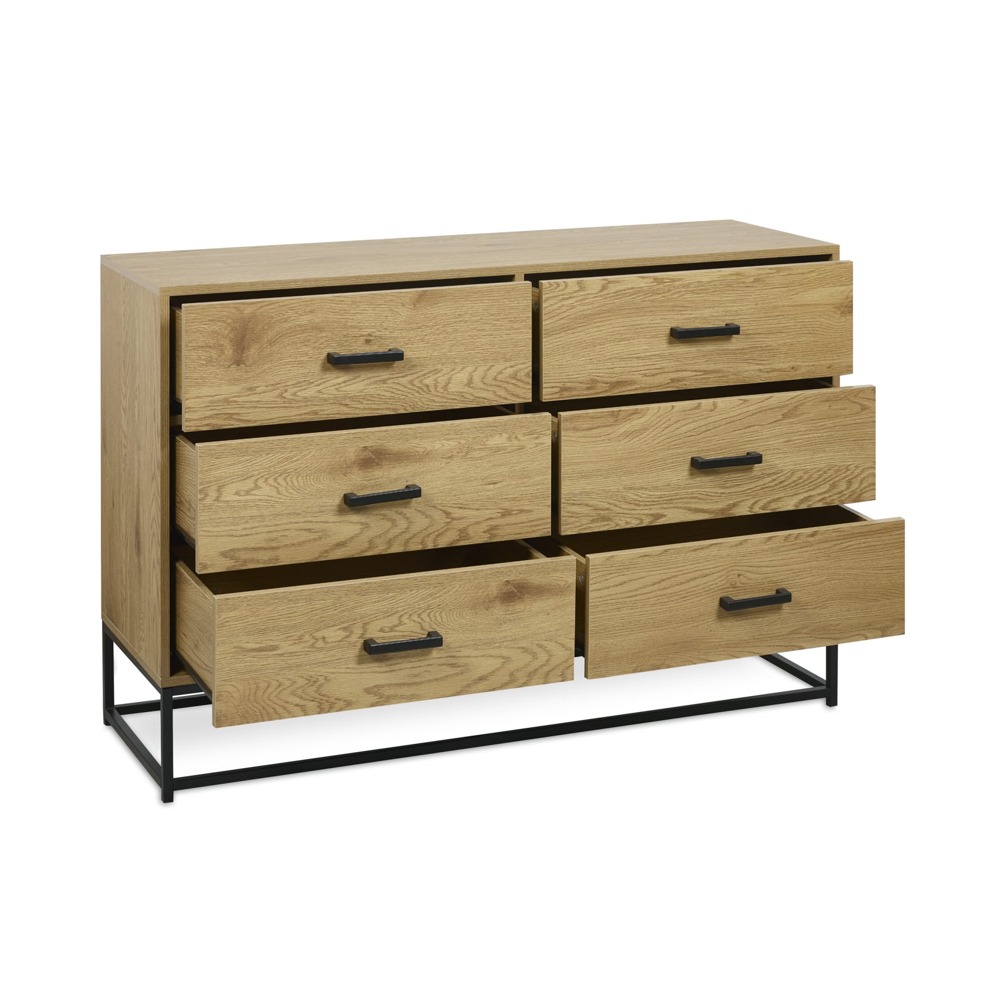 Harlow Light Oak Effect 6 Drawer Chest