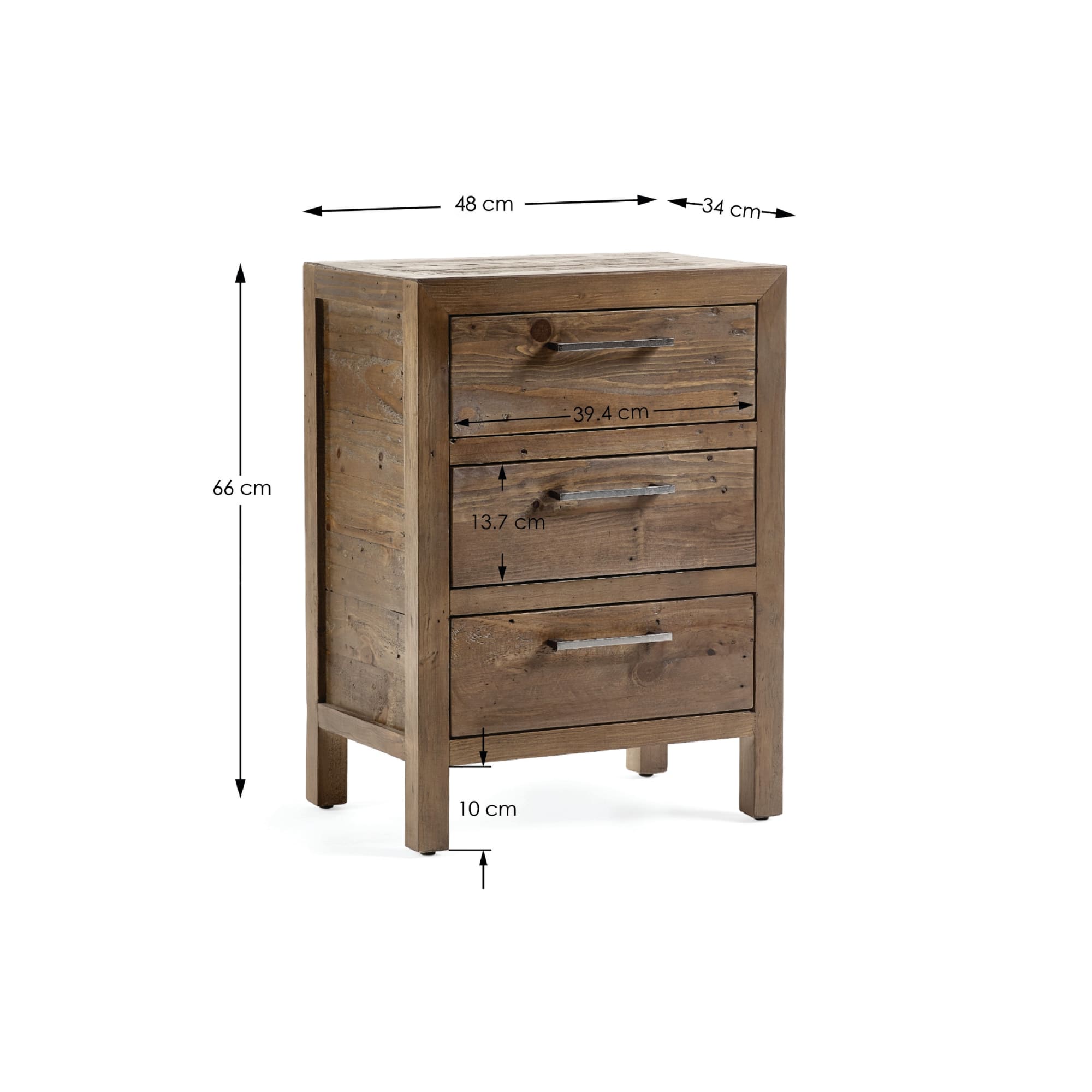 Heritage 3 Drawer Bedside