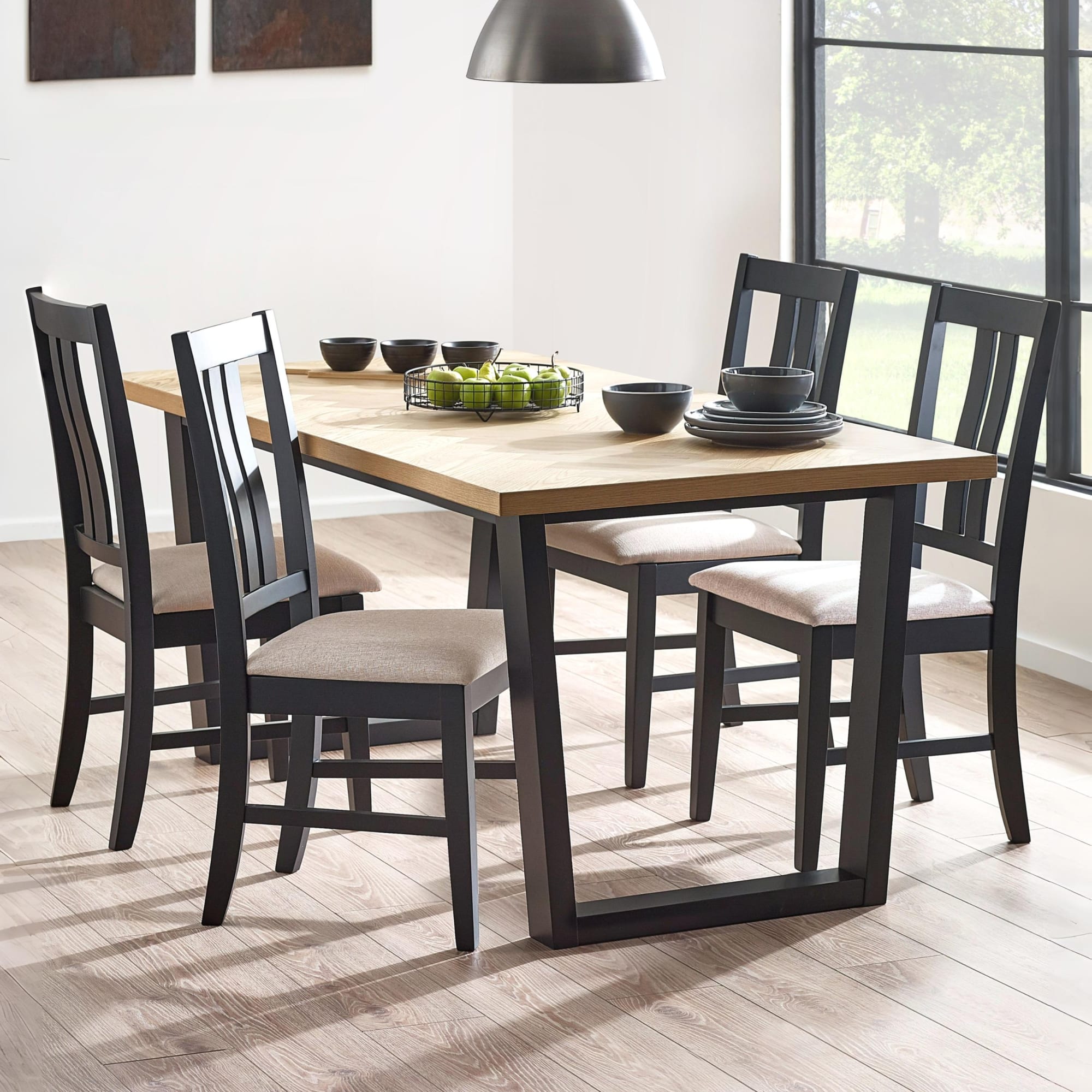 Hilton Oak Veneer Herringbone Dining Table