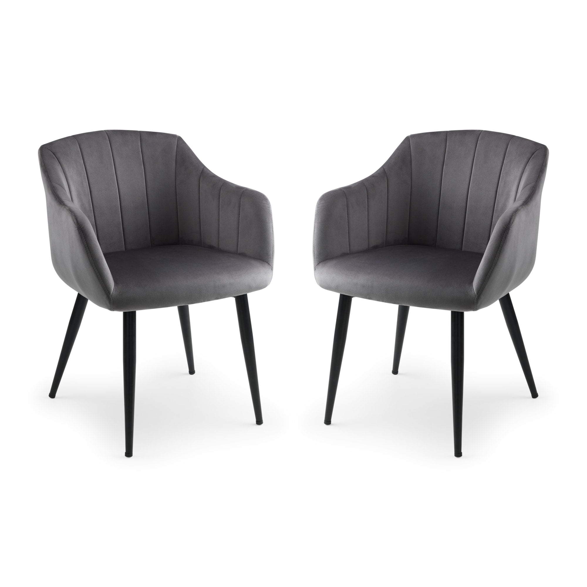 Set Of 2 Hobart Scalloped Dining Chairs - Grey