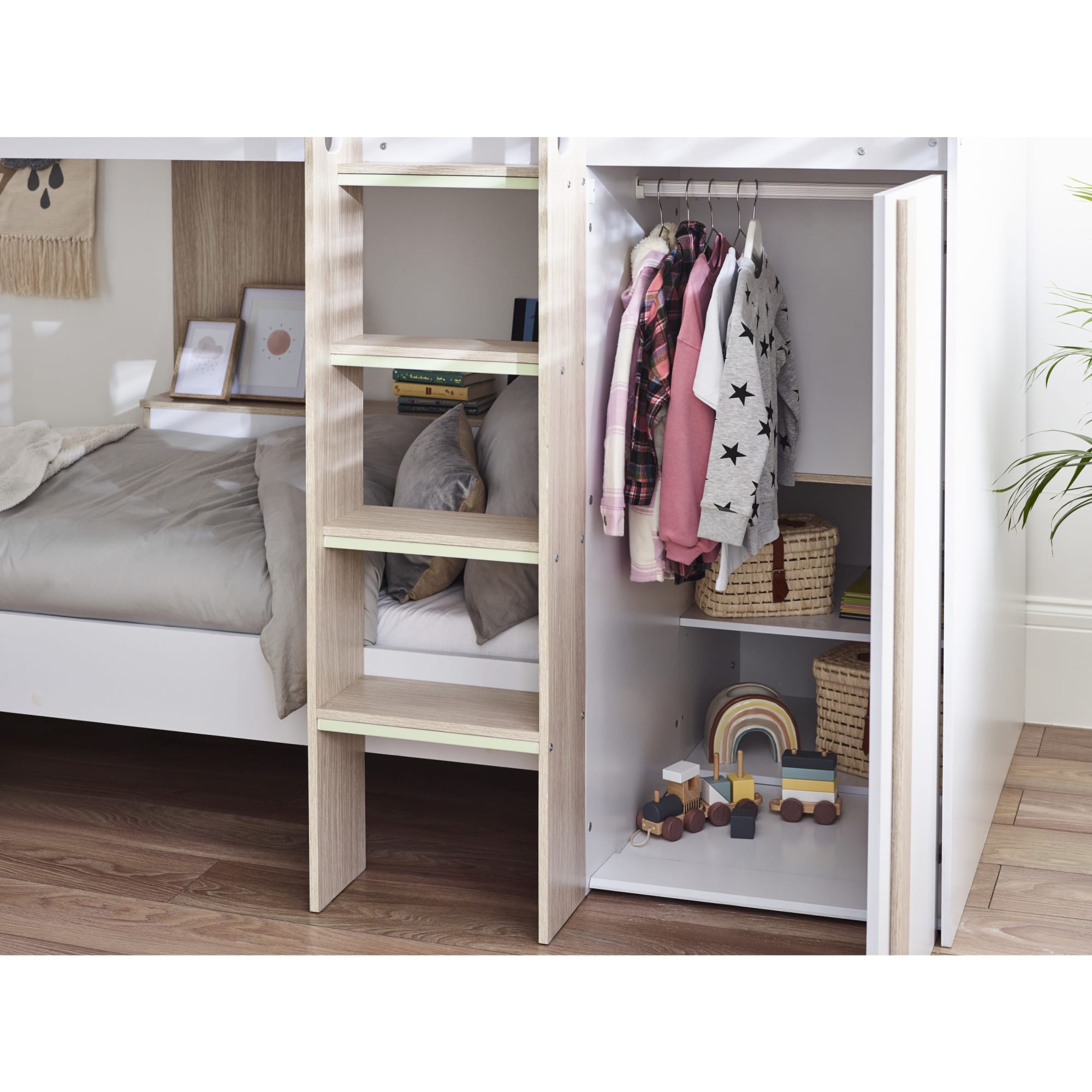 Horizon Bunk Bed - Pale Wood And White