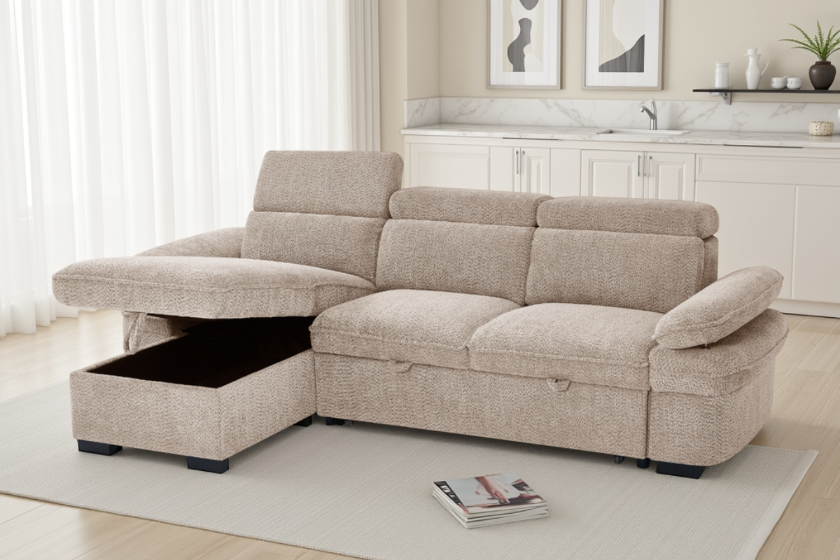 Hudson Sofabed Beige Universal Corner