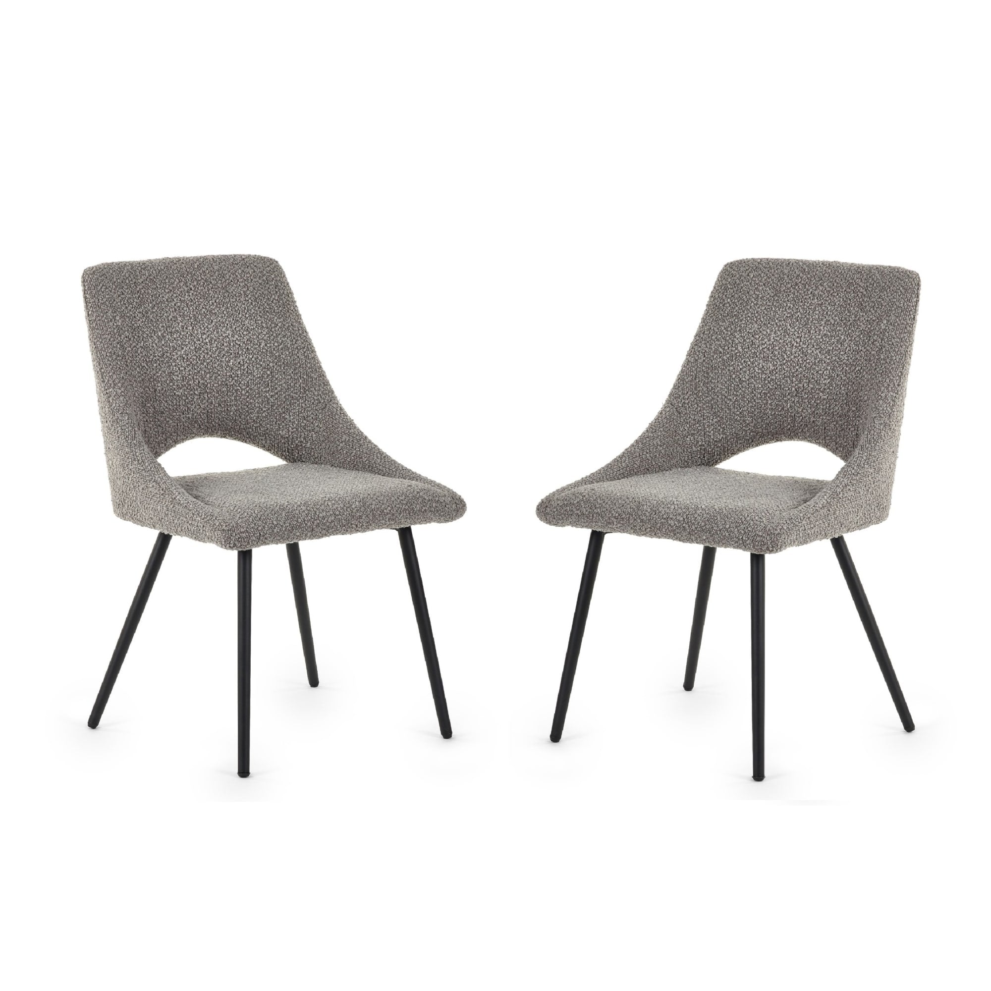 Set Of 2 Iris Boucle Dining Chairs - Grey