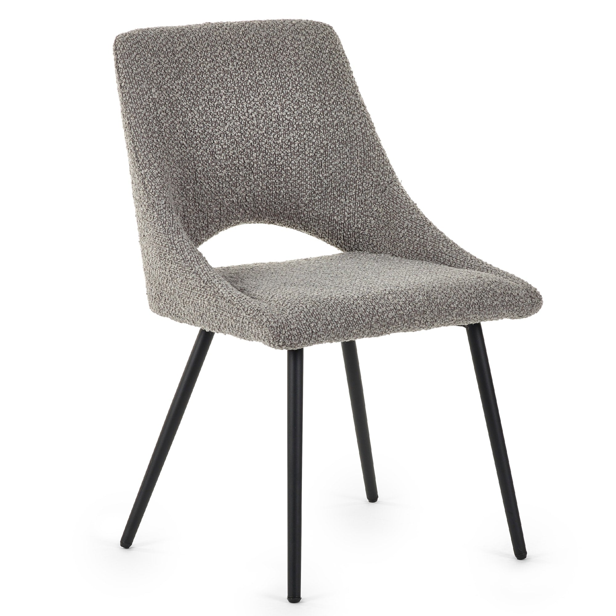 Set Of 2 Iris Boucle Dining Chairs - Grey