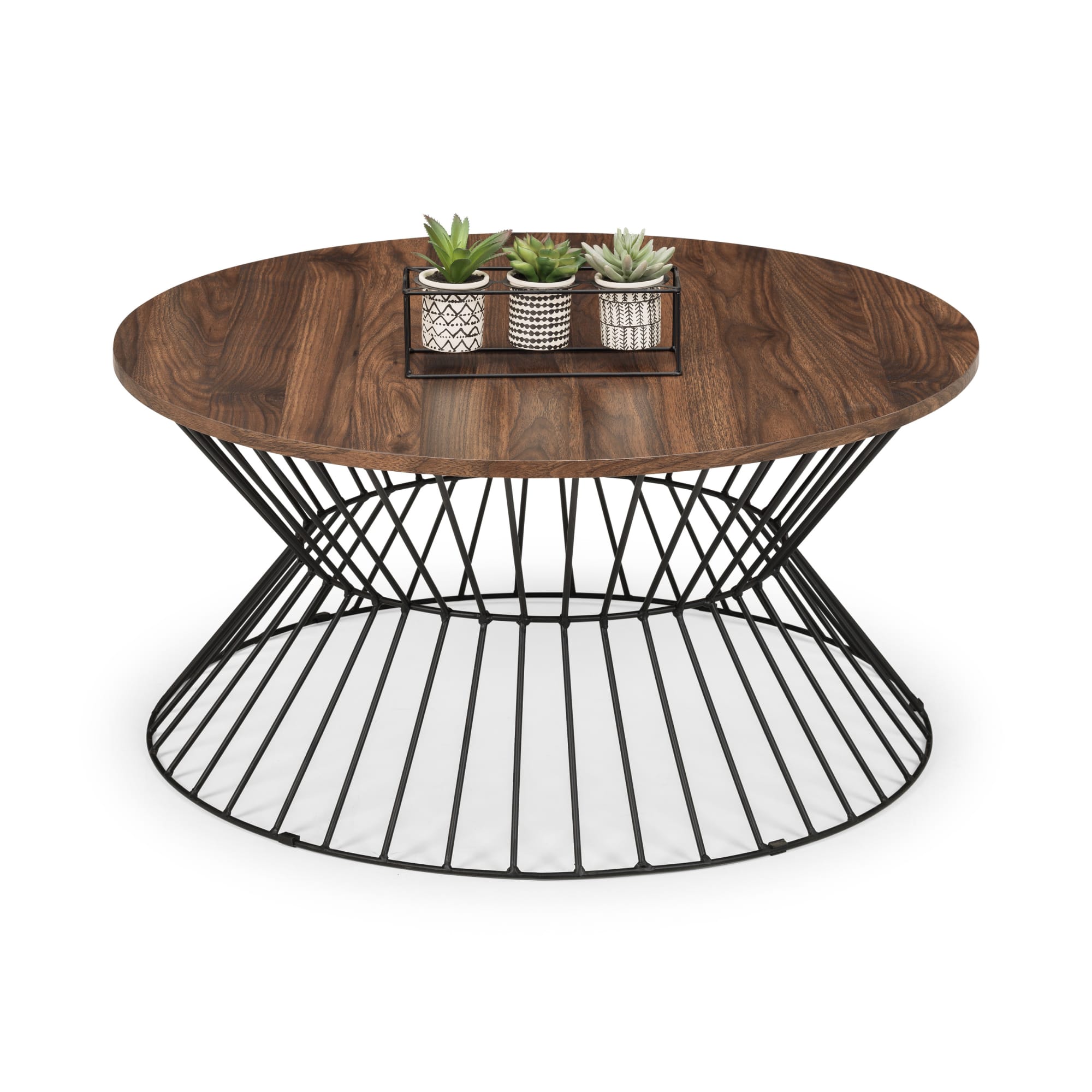 Jersey Round Wire Coffee Table - Walnut