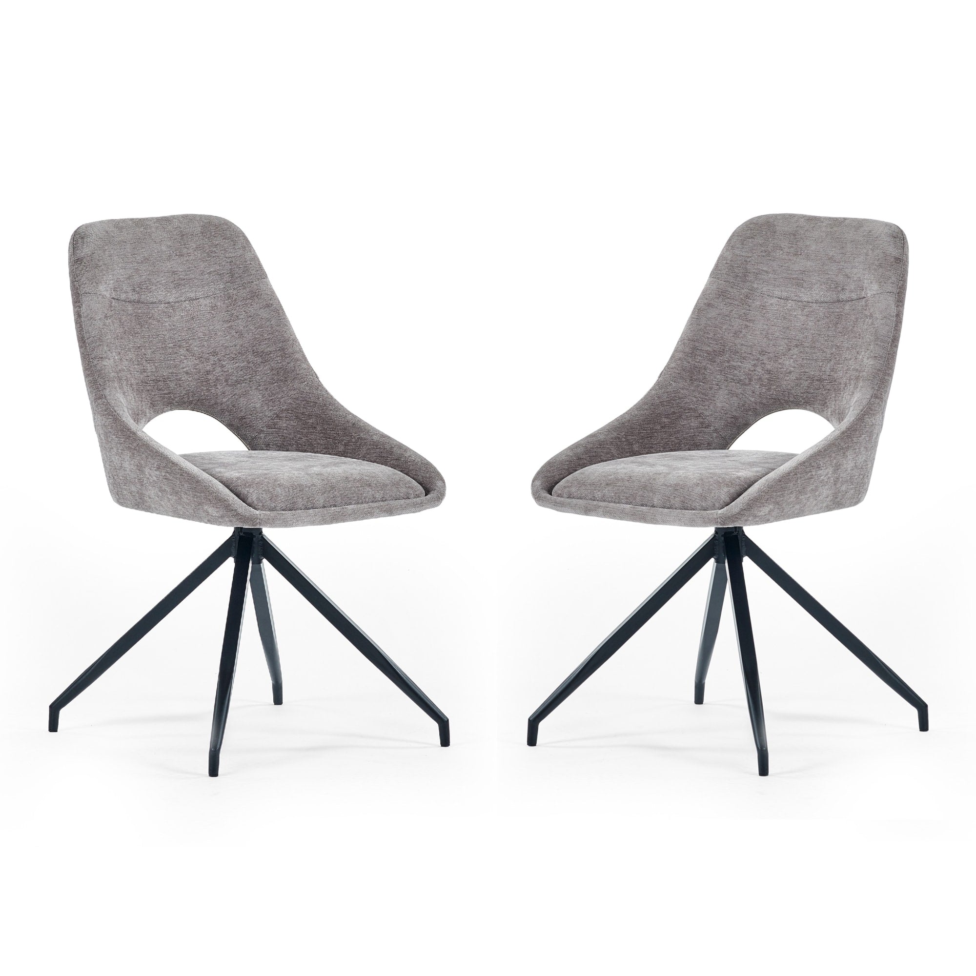 Jonah Set of 2 Grey Chenille Upholstered Dining Chairs