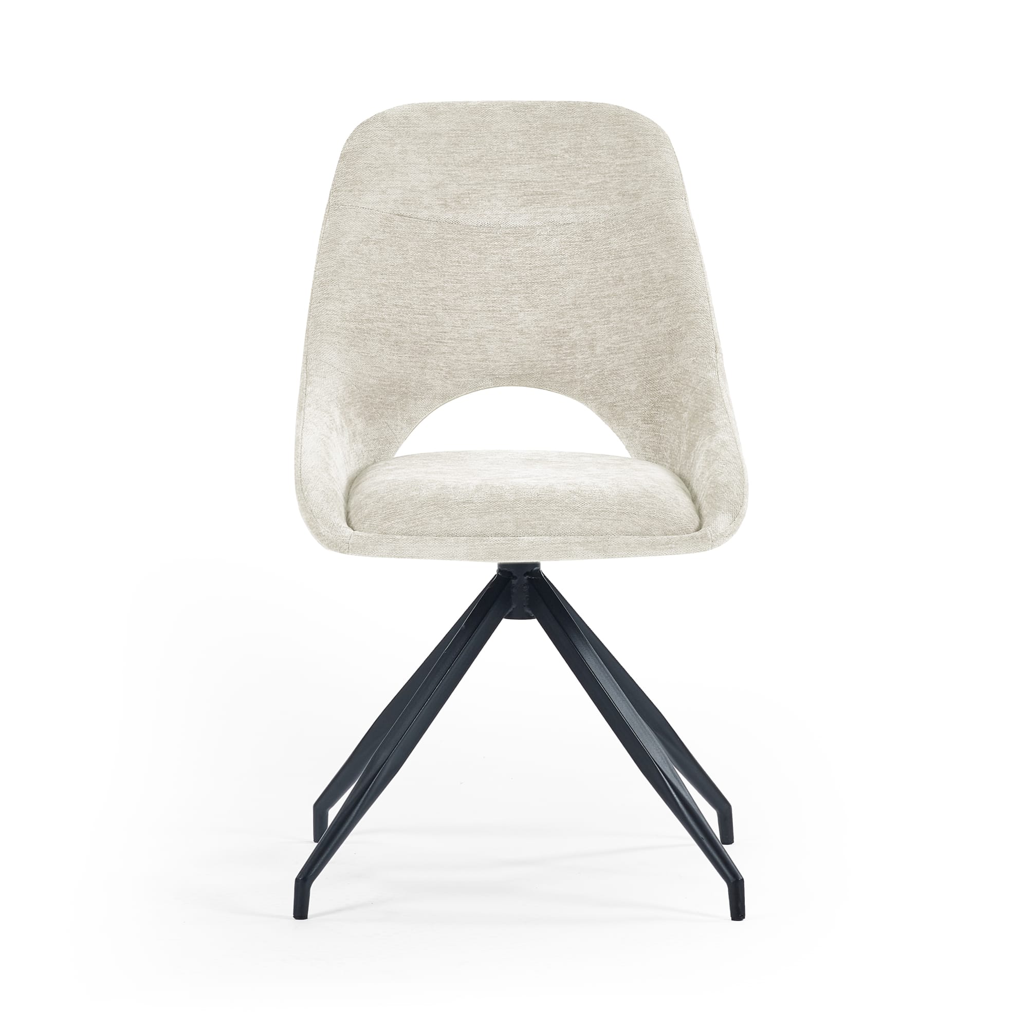 Jonah Set of 2 Cream Chenille Upholstered Dining Chairs