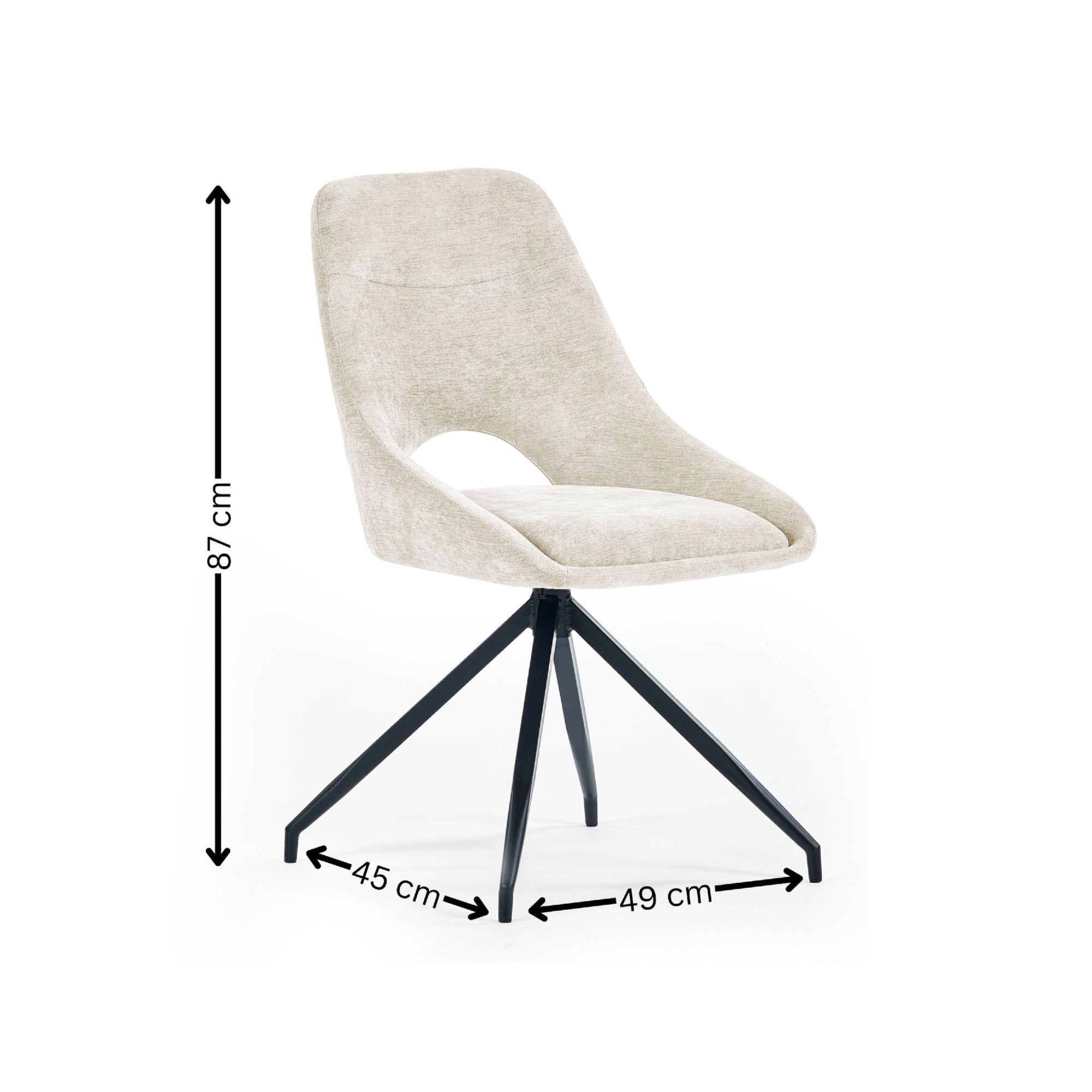 Jonah Set of 2 Cream Chenille Upholstered Dining Chairs