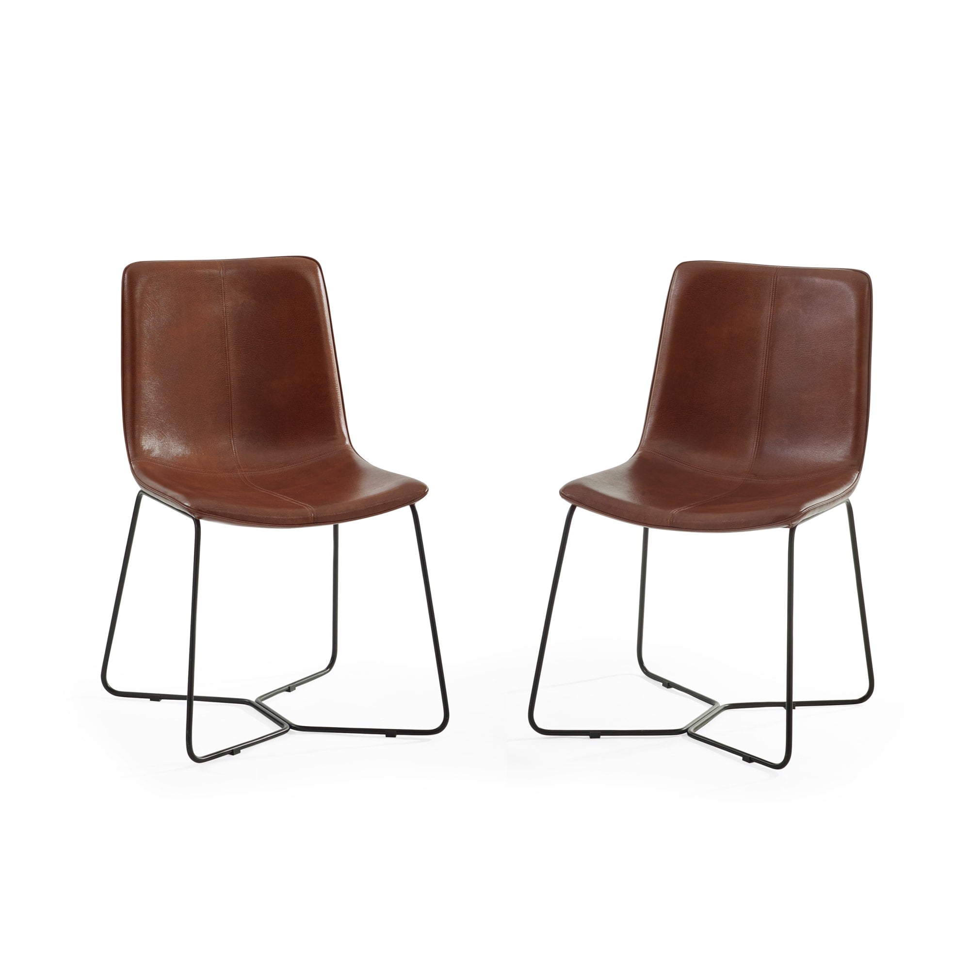 Joren Set of 2 Tan Brown PU Leather Dining Chairs
