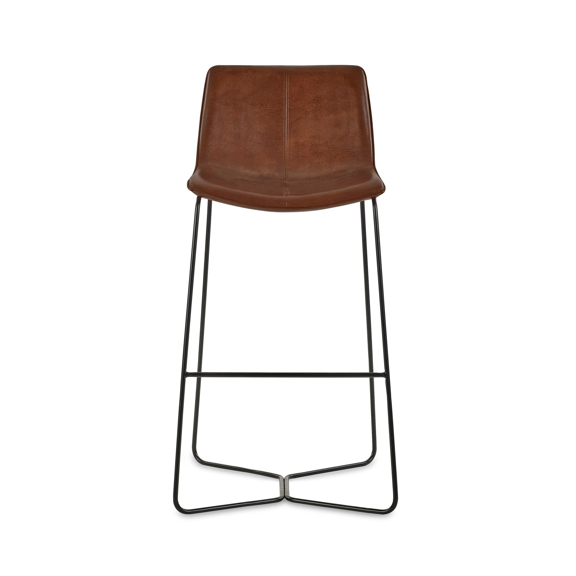 Set of 2 Joren Tan Brown PU Leather Bar Stools