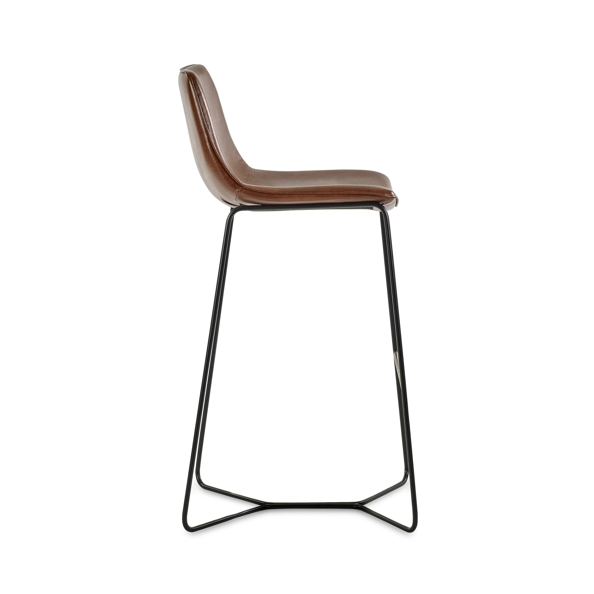 Set of 2 Joren Tan Brown PU Leather Bar Stools