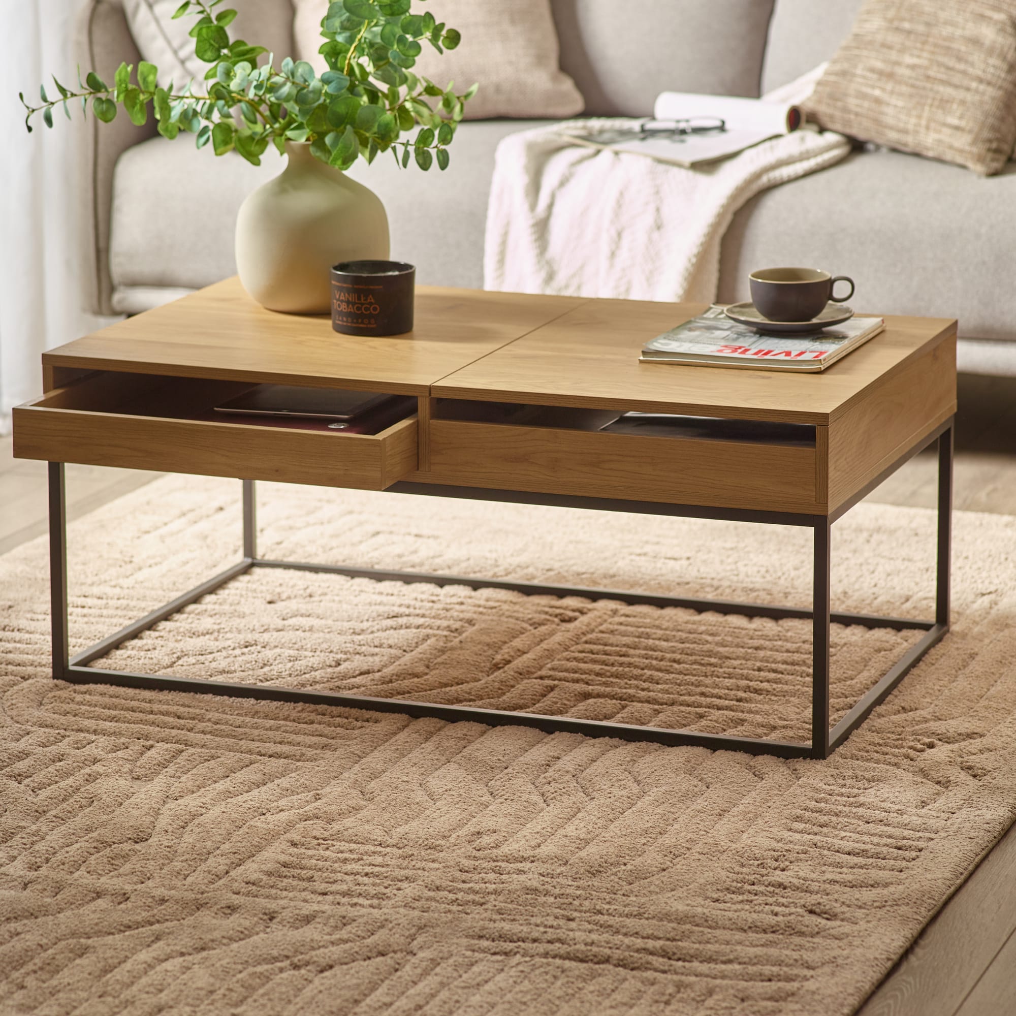 Kade 100cm Oak Effect Rectangular Storage Coffee Table