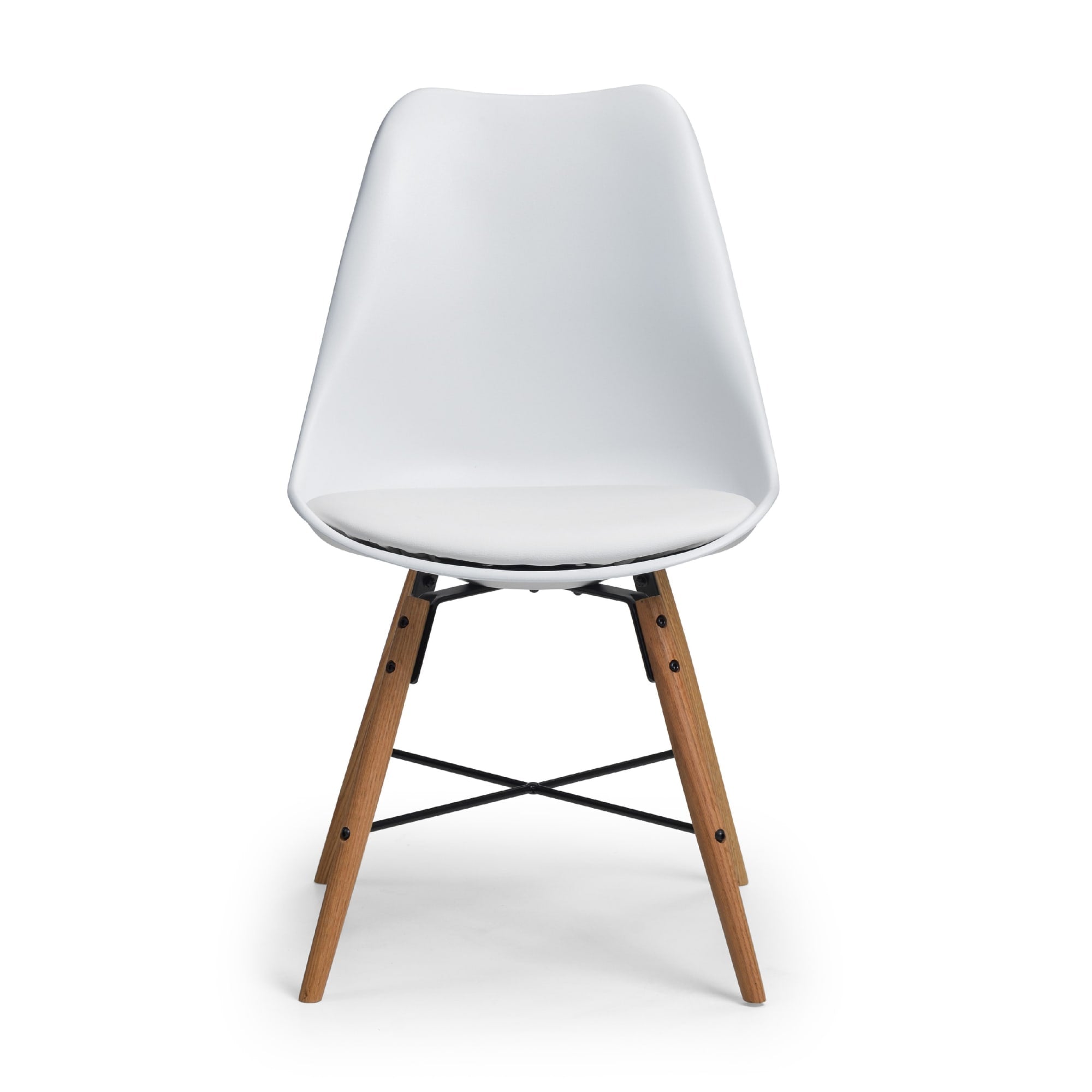 Set Of 2 Kari Dining Chairs - White Seat & Oak Legs